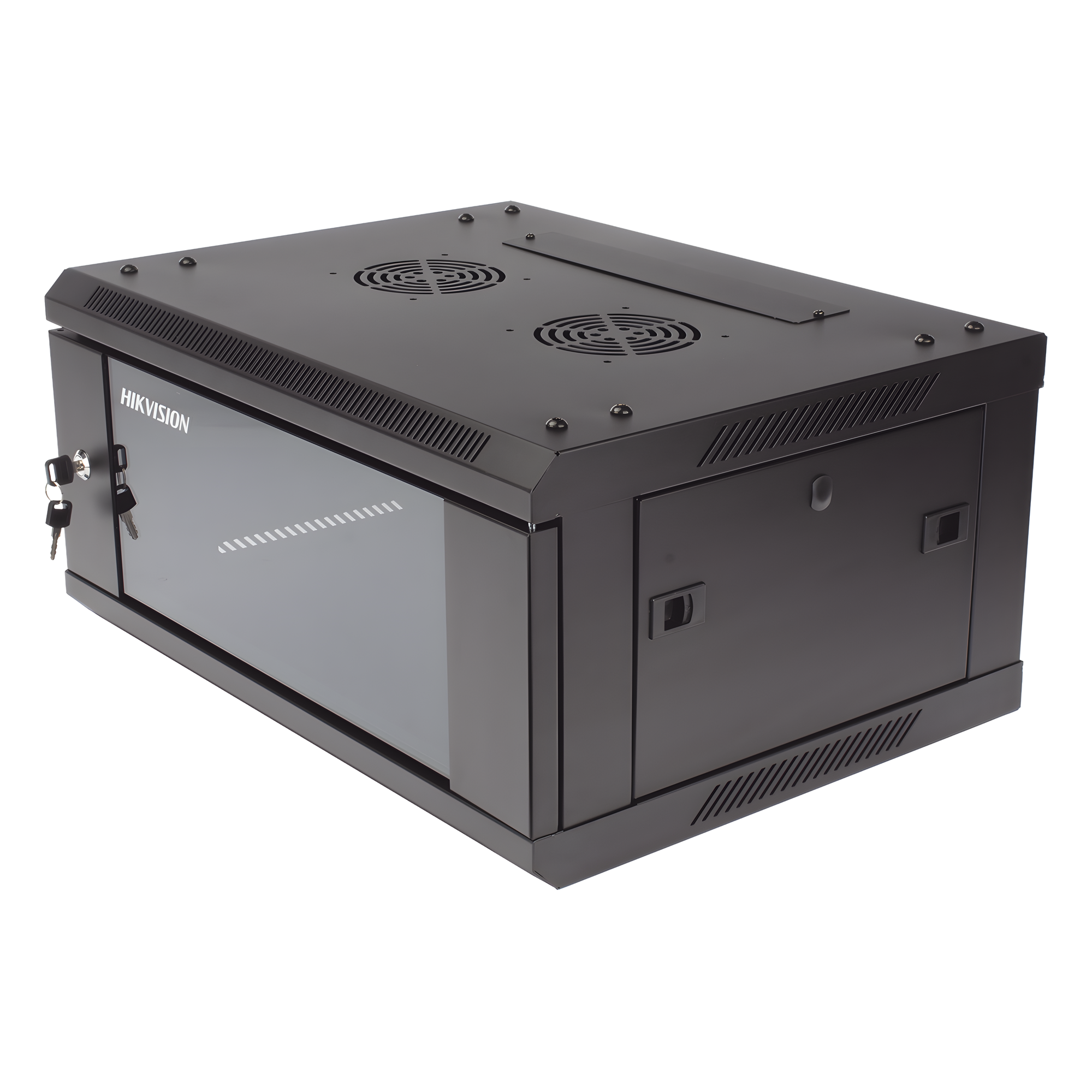 Gabinete de Montaje en Pared / 4 Unidades de Rack / 19" / Cristal Templado / Carga 40 kg / Acero / 600 x 450 x 281 mm — HIKVISION · SKU DS-XS6404-S/B