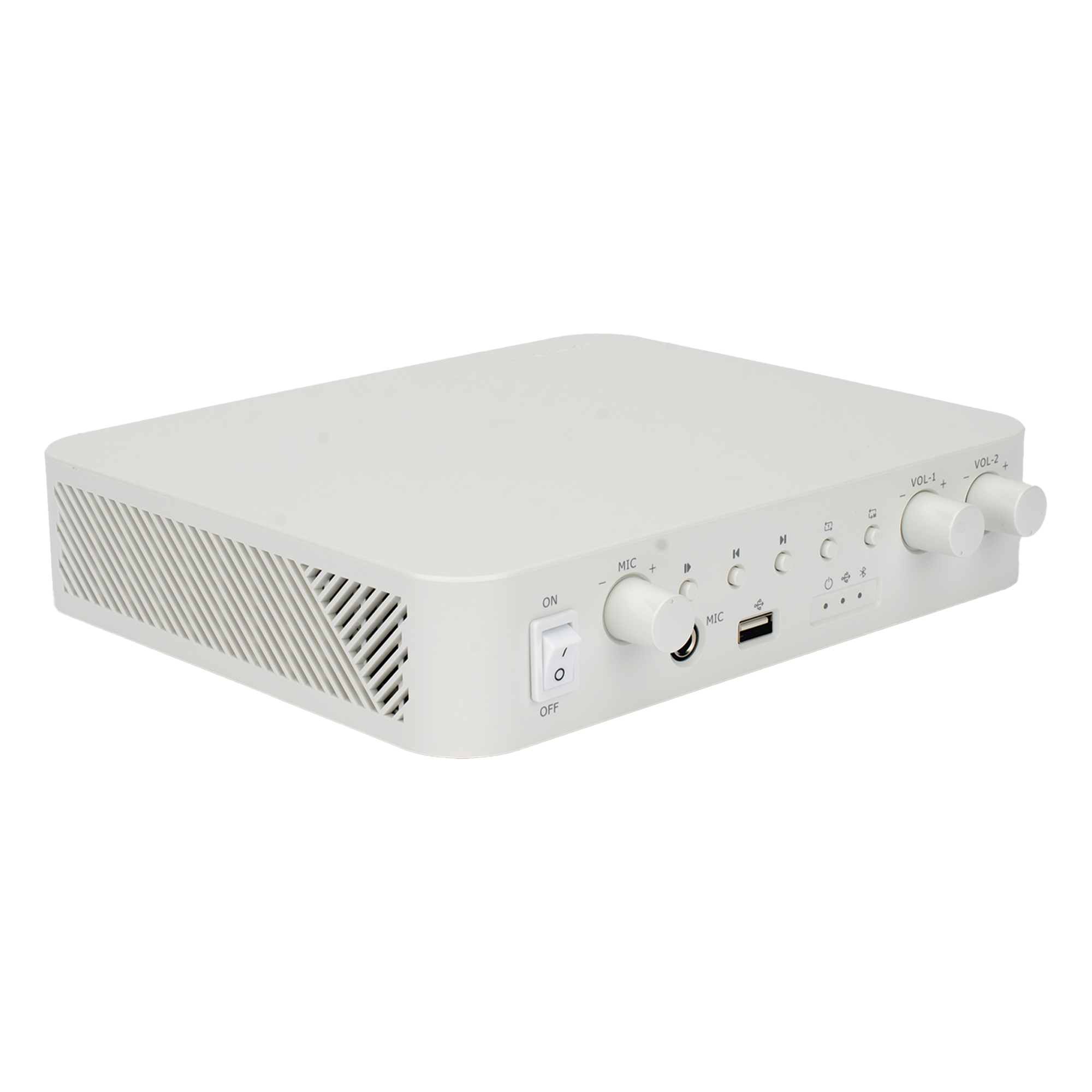 Amplificador de Audio / 2 Canales / 30 W por Canal / Bluetooth / USB / RCA / Micrófono / Cobertura 30 m (98.4 ft) — HIKVISION · SKU DS-QAE0A60G1-VB