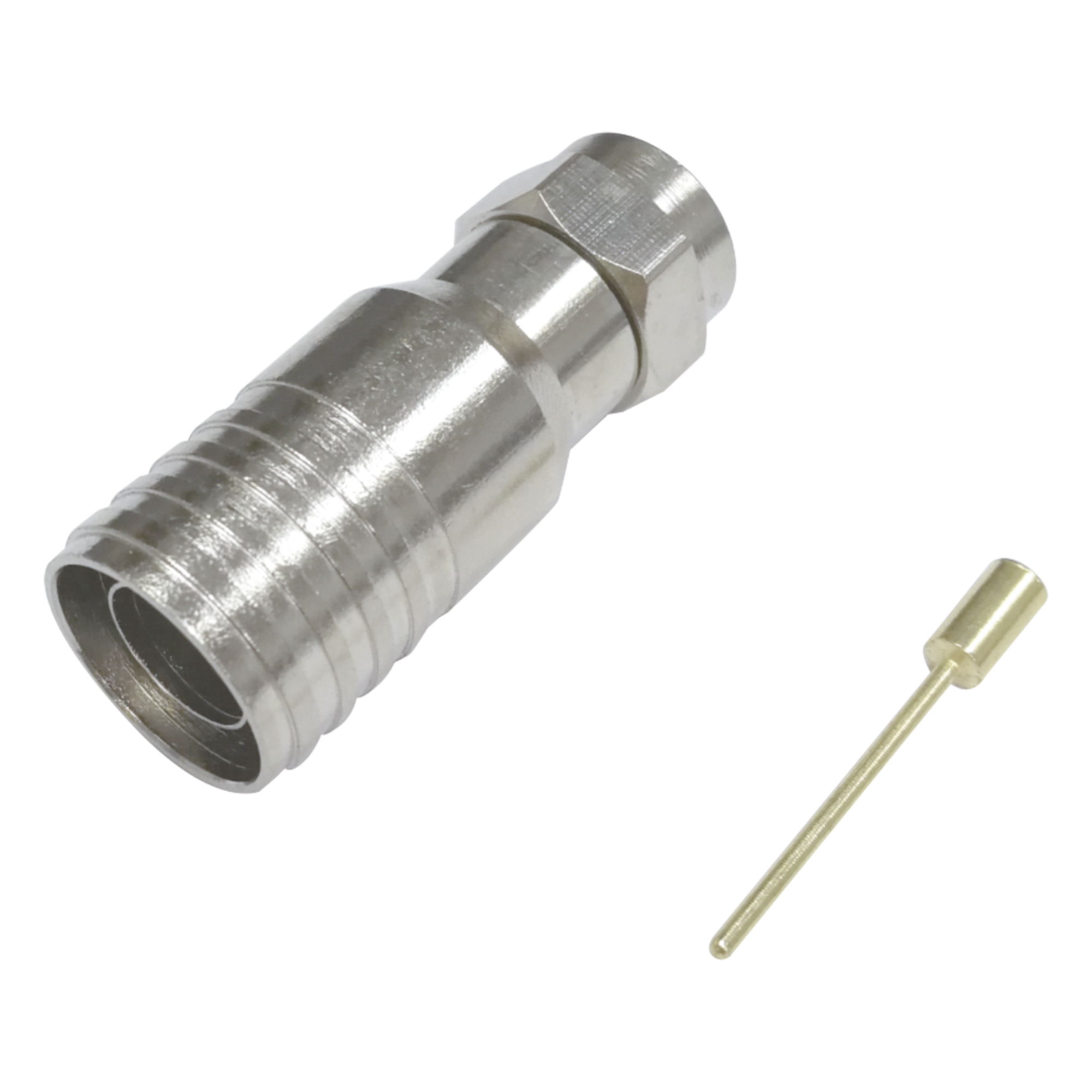 Conector F Macho / Plegable / 75 Ohm / Para Cable RG-11 / Rango -20°C a 80°C / Cuerpo Bronce-Niquelado — EPCOM TITANIUM · SKU TT11-F03