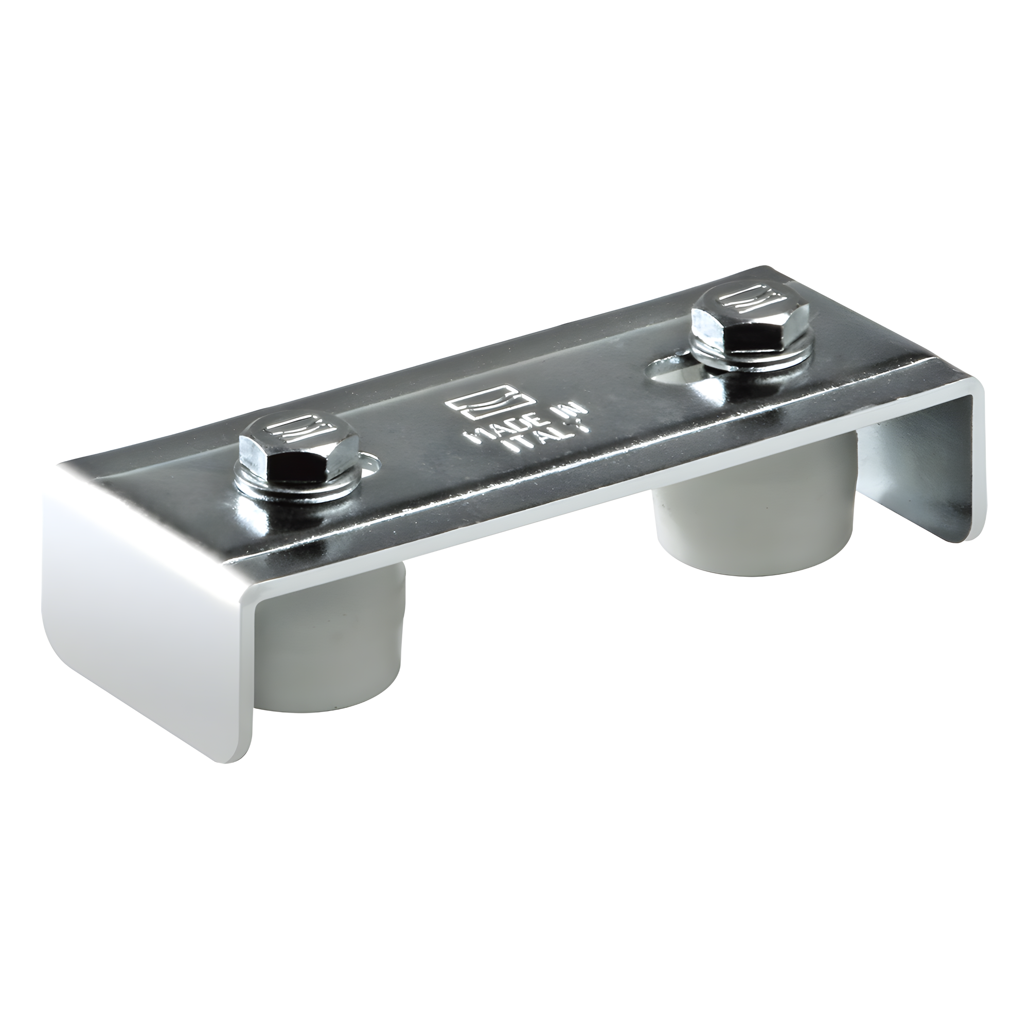 Placa Guía para Puerta Corrediza / Ajustable 30 a 60 mm / Acero Galvanizado / Rodillos Nylon / Fijación por Soldadura — COMUNELLO · SKU 1130-5005-001