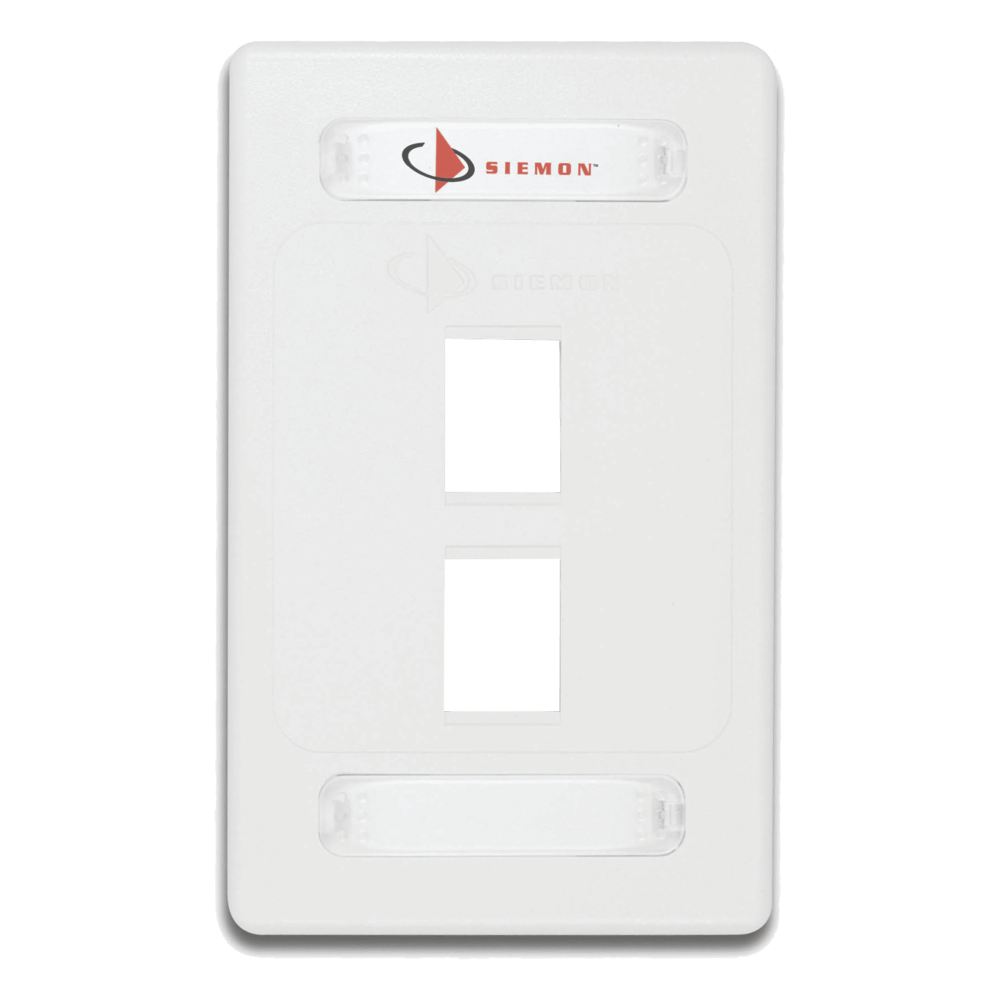 Placa de Pared Modular / 2 Salidas / Formato Single Gang / Resistente UV / Alto Impacto / Blanco — SIEMON · SKU 10GMX-FPS02-02