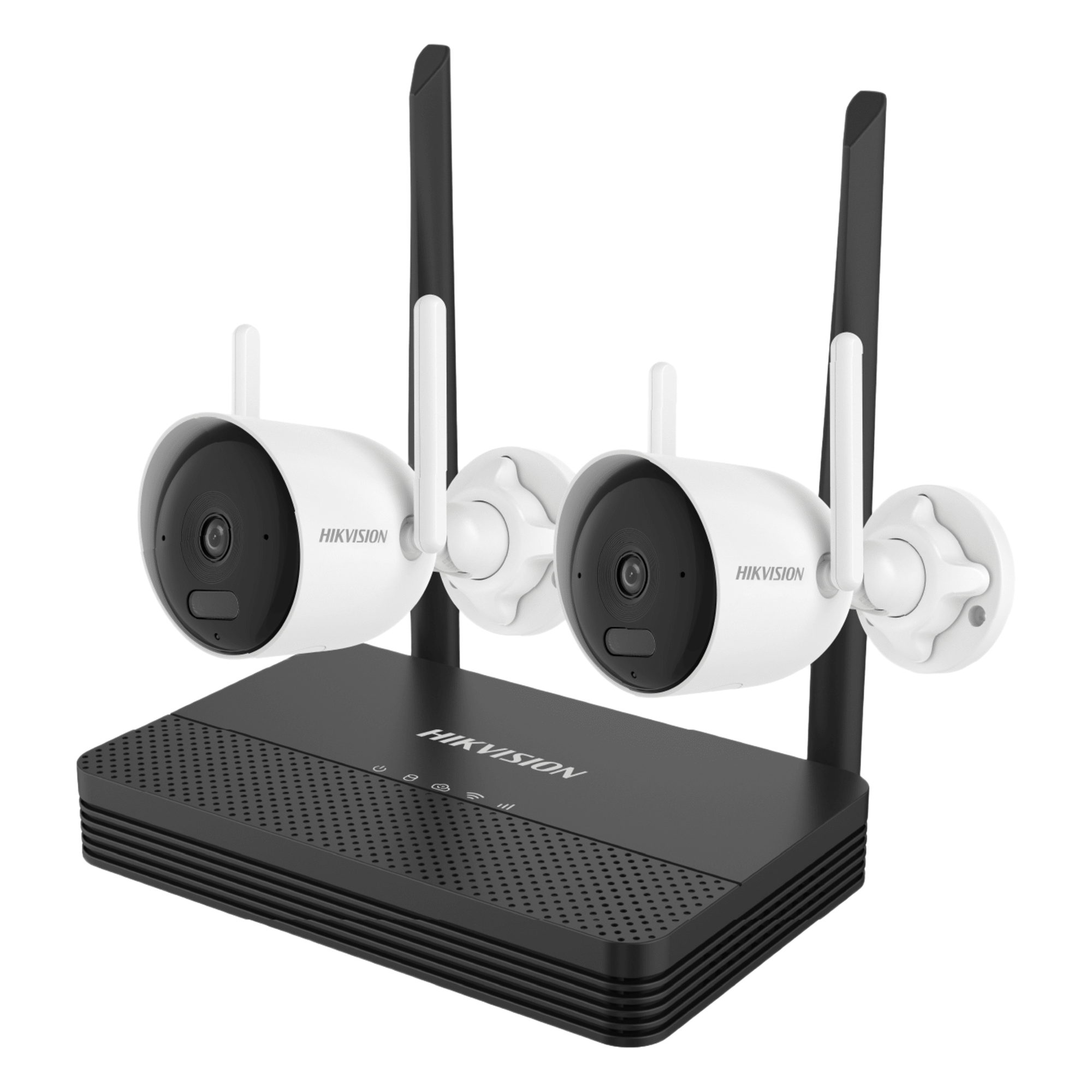 Kit de Videovigilancia IP Inalámbrico / 2 Megapixel / NVS 4 Canales / 2 Cámaras Bala / Dual Light 30 m (98.4 ft) IR + 20 m (65.6 ft) Luz Blanca / Wi-Fi 2.4 GHz / Audio Bidireccional — HIKVISION · SKU NKS422WBH