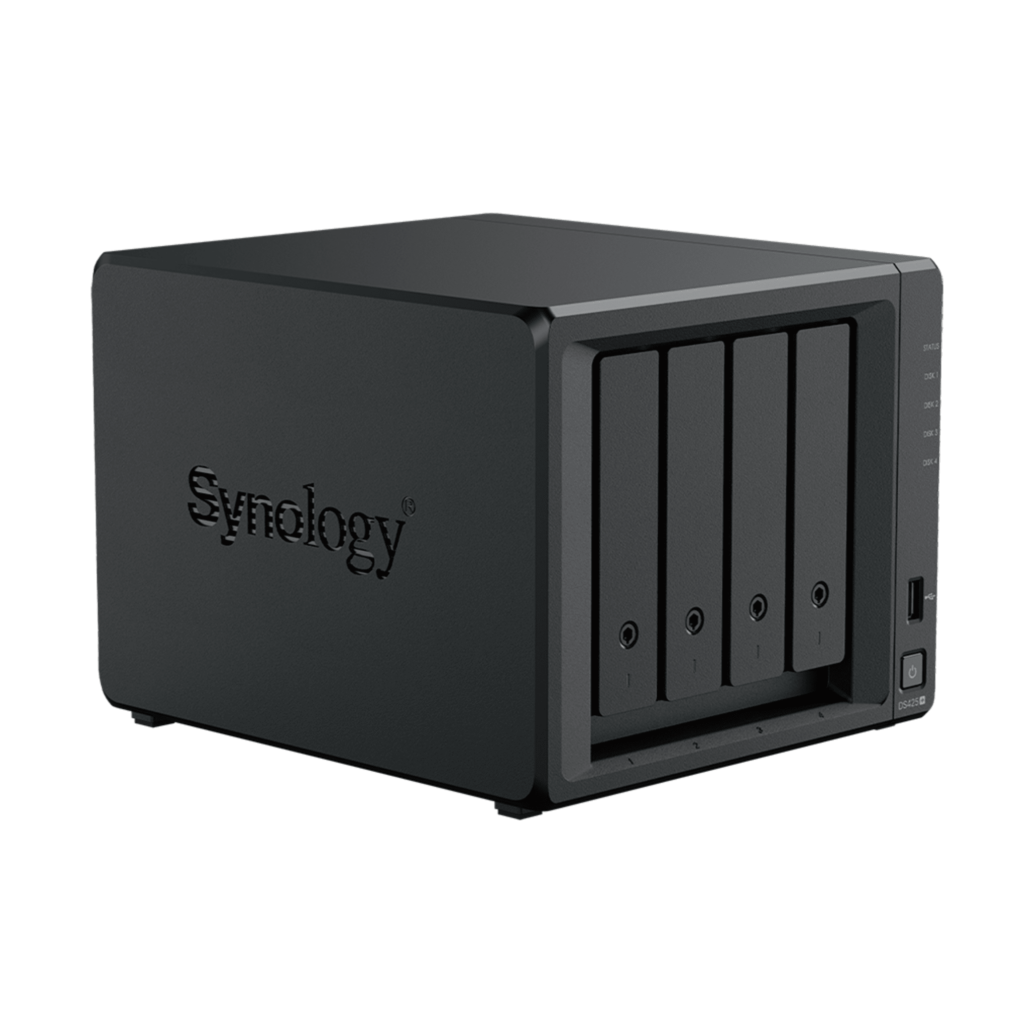 NAS DiskStation DS425+ | 4 Bahías | Intel Celeron J4125 2.7 GHz | 2 GB DDR4 / 2.5GbE + 1GbE | 2 Puertos USB 3.2 Gen 1 | 2 Ranuras M.2 NVMe | Hasta 80 TB | Synology DSM.
