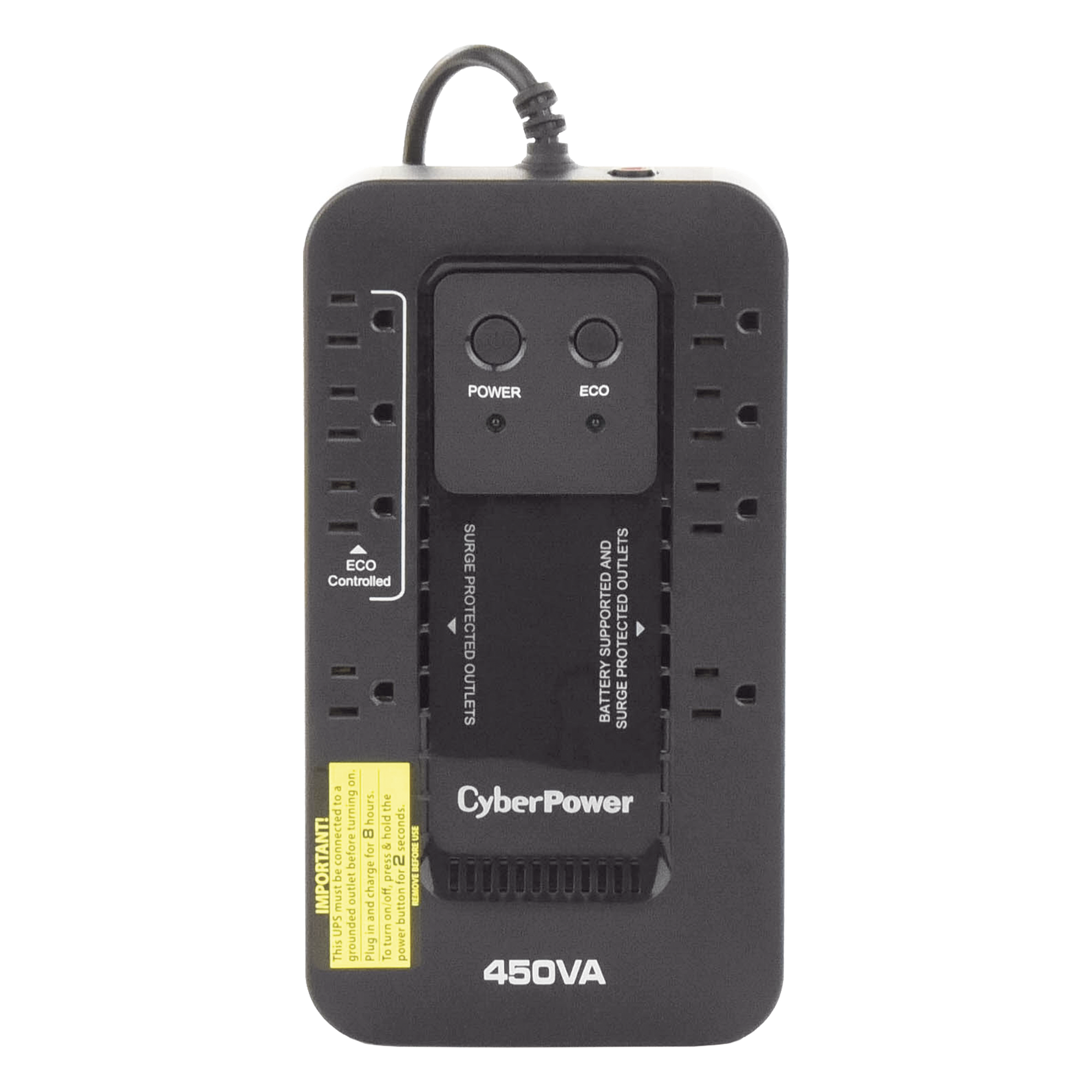 UPS de 450 VA / 260 W / Topología Standby / Modo ECO / 8 Tomas NEMA 5-15R / Entrada 120 Vca