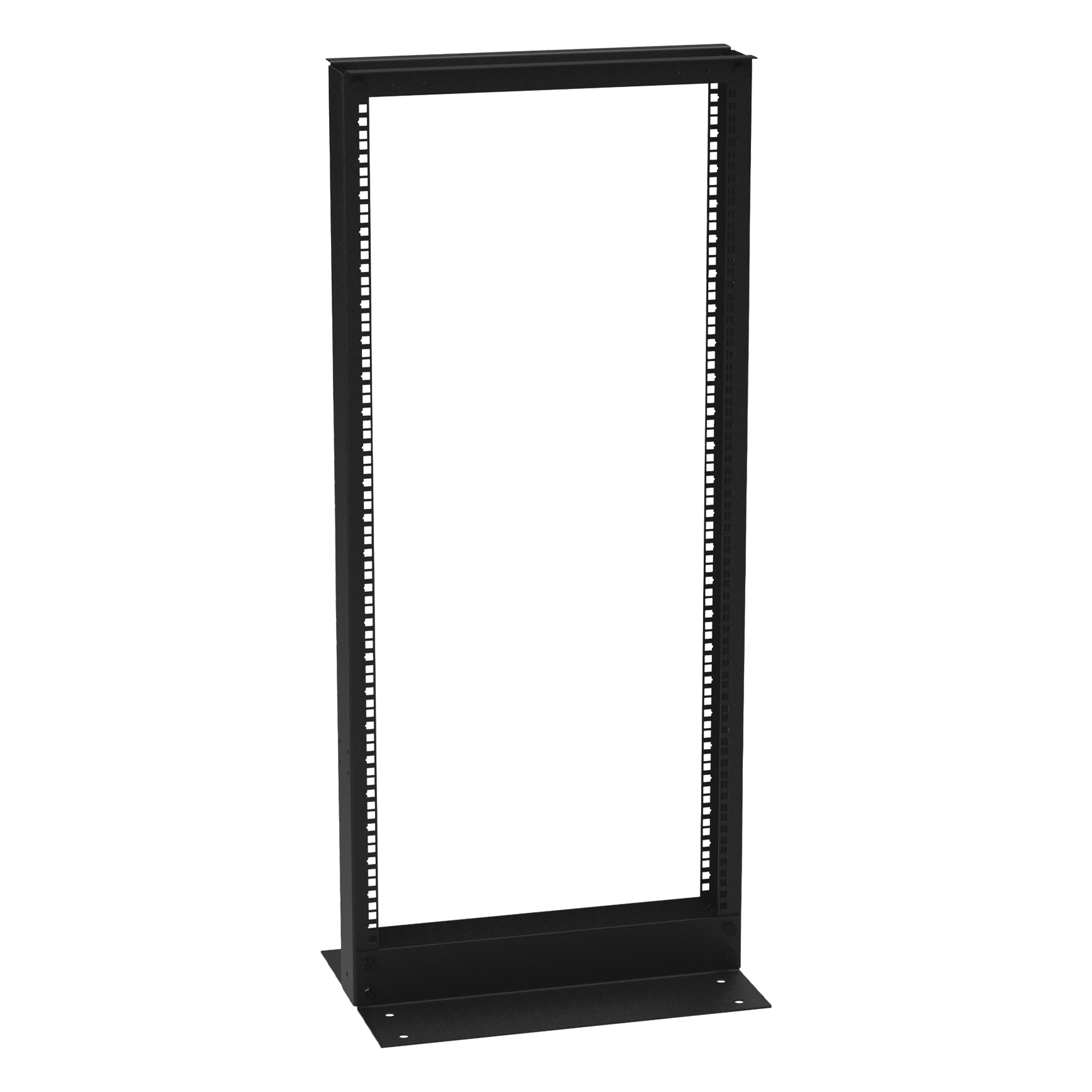 Rack de 2 Postes / 24 Unidades / 19" EIA-310D / Carga 460 kg / Base L para Piso / Acero Cal. 11 y 14 — LINKEDPRO BY EPCOM · SKU EI-RL-5524-DR