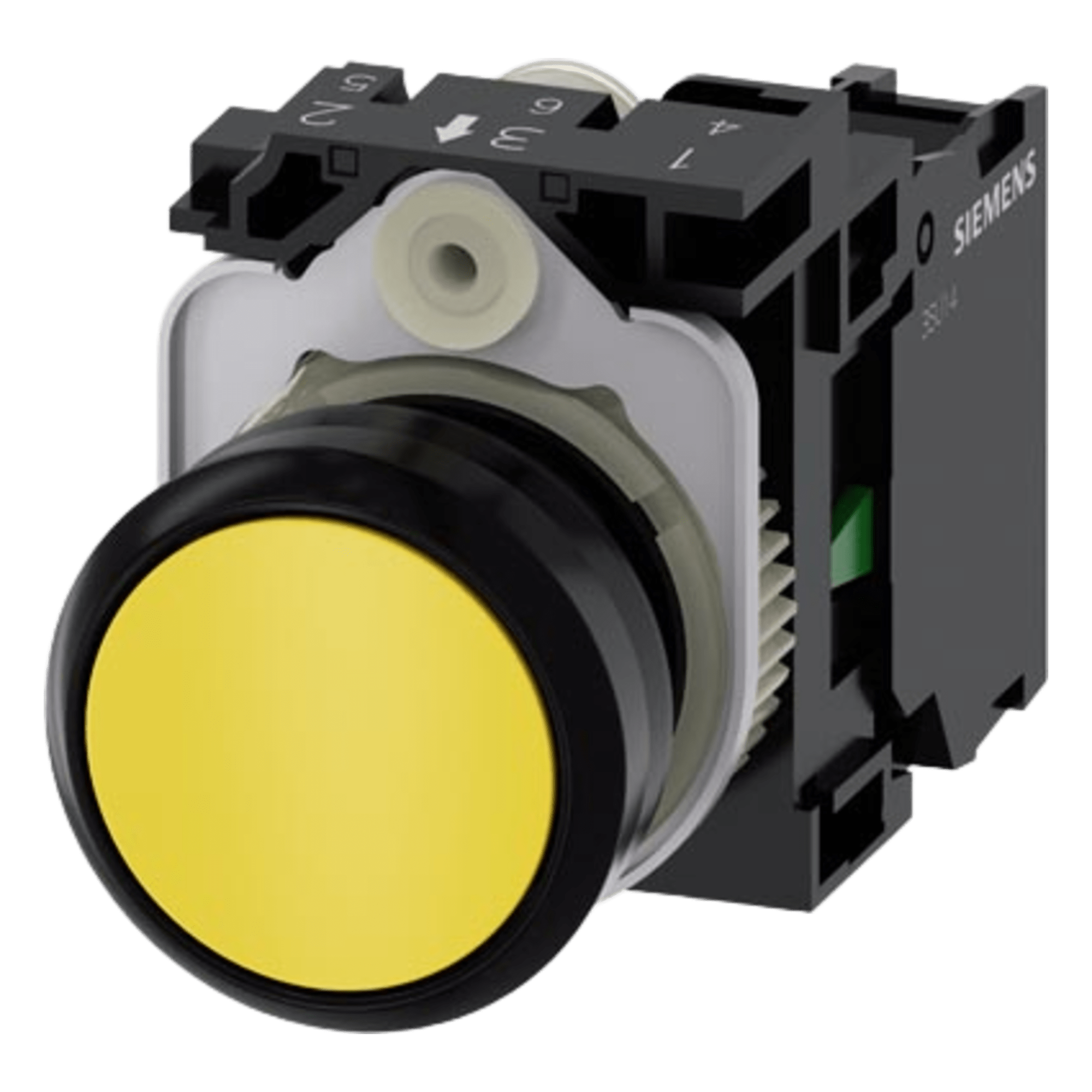 Botón de Control Industrial / 22 mm / IP69K / Contacto Normalmente Abierto / 10 A / 5-500 V AC/DC / Amarillo — SIEMENS · SKU 3SU11000AB301BA0