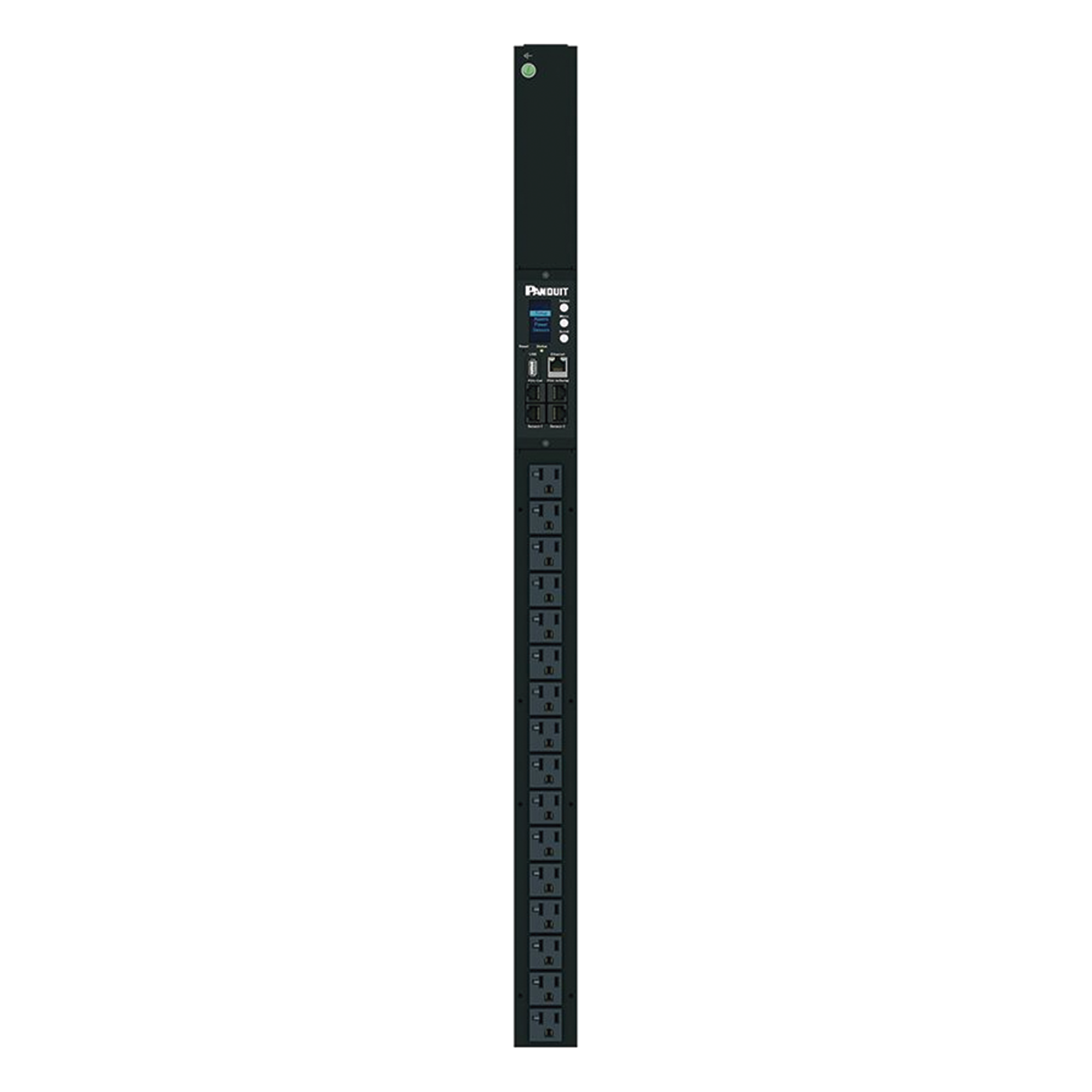 PDU Monitoreable / 16 Salidas NEMA 5-20R / Entrada NEMA 5-15P / 120 Vca / 15 A / 1.4 kVA / Instalación Vertical