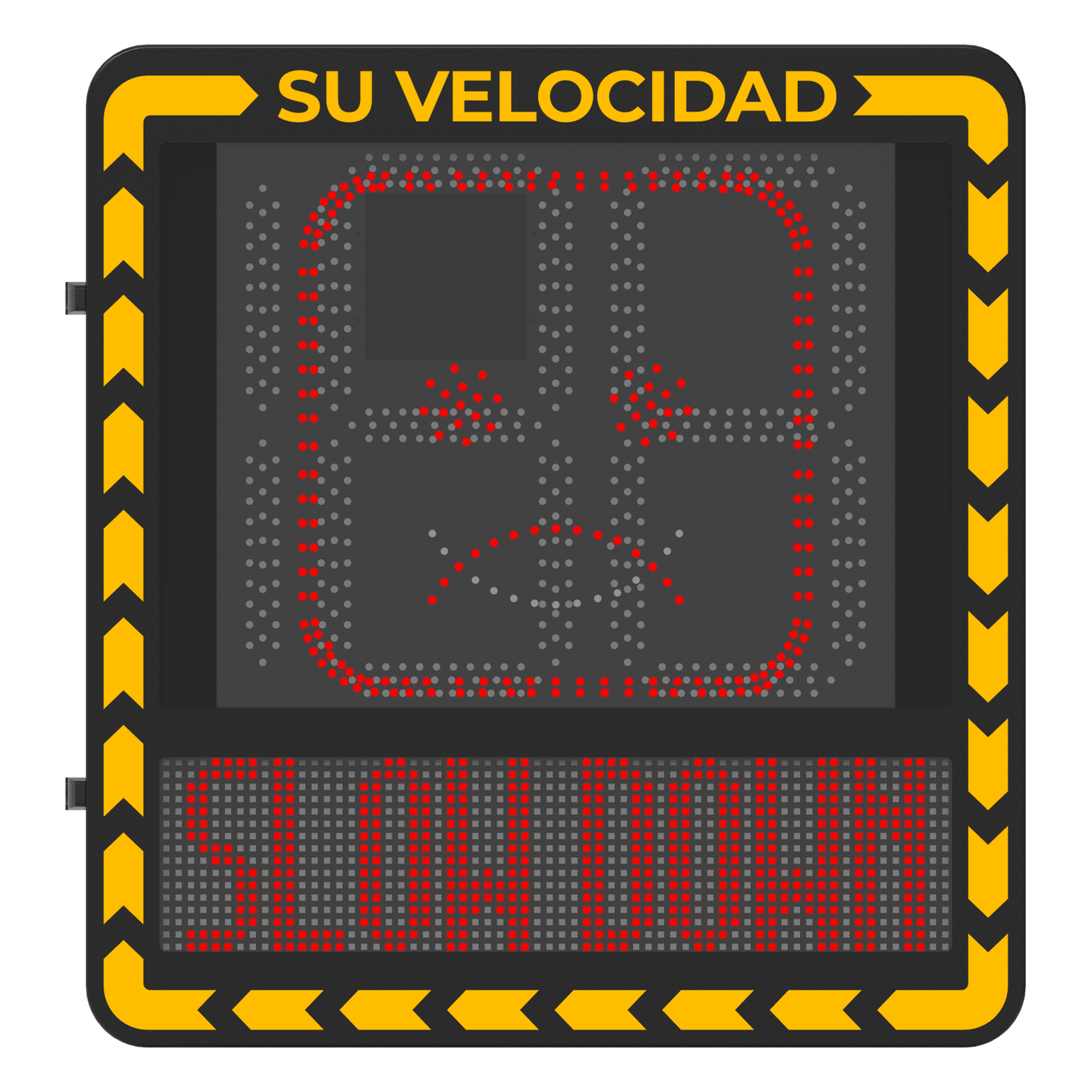 Radar Medidor de Velocidad / Detección 100 m (328.1 ft) / 32 Objetivos / 3 Carriles / Pantalla LED 3000 cd/m² / IP66 / Ethernet