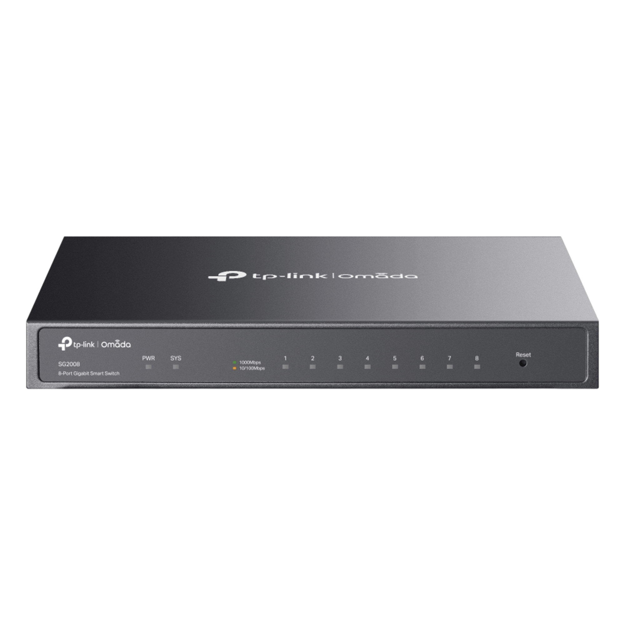 Switch Administrado Gigabit / 8 Puertos / 16 Gbps Capacidad Switching / 11.90 Mpps / PoE PD / Fanless / Montaje Pared-Escritorio — TP-LINK · SKU TL-SG2008