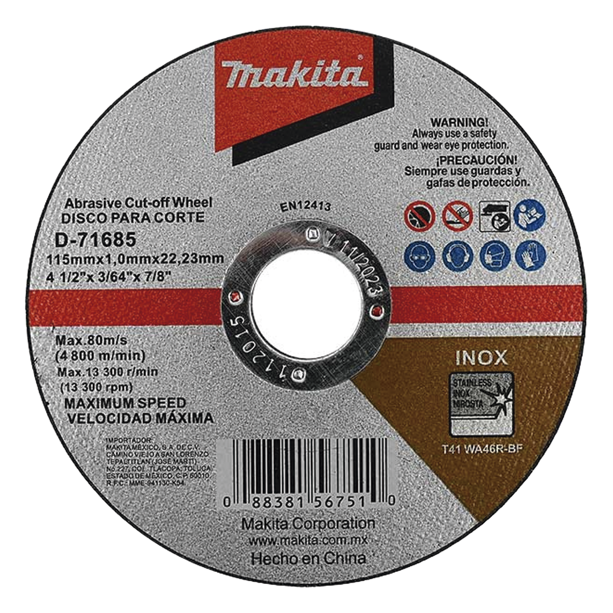 Disco 4 - 1/2"/ Inox y Acero  