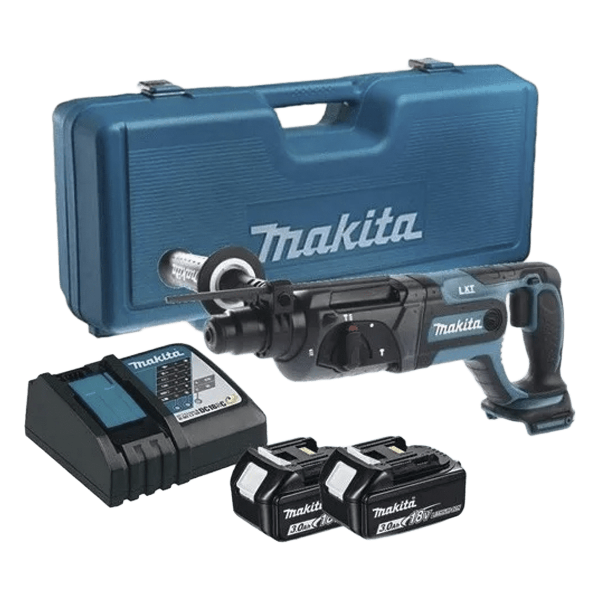 Rotomartillo Inalámbrico / 18V / SDS Plus / 3 Modos de Trabajo / 1,100 Rpm / 4,000 Ipm / 1.9 J / Perforación 20 mm (13/16") en Concreto — MAKITA · SKU DHR241RFE