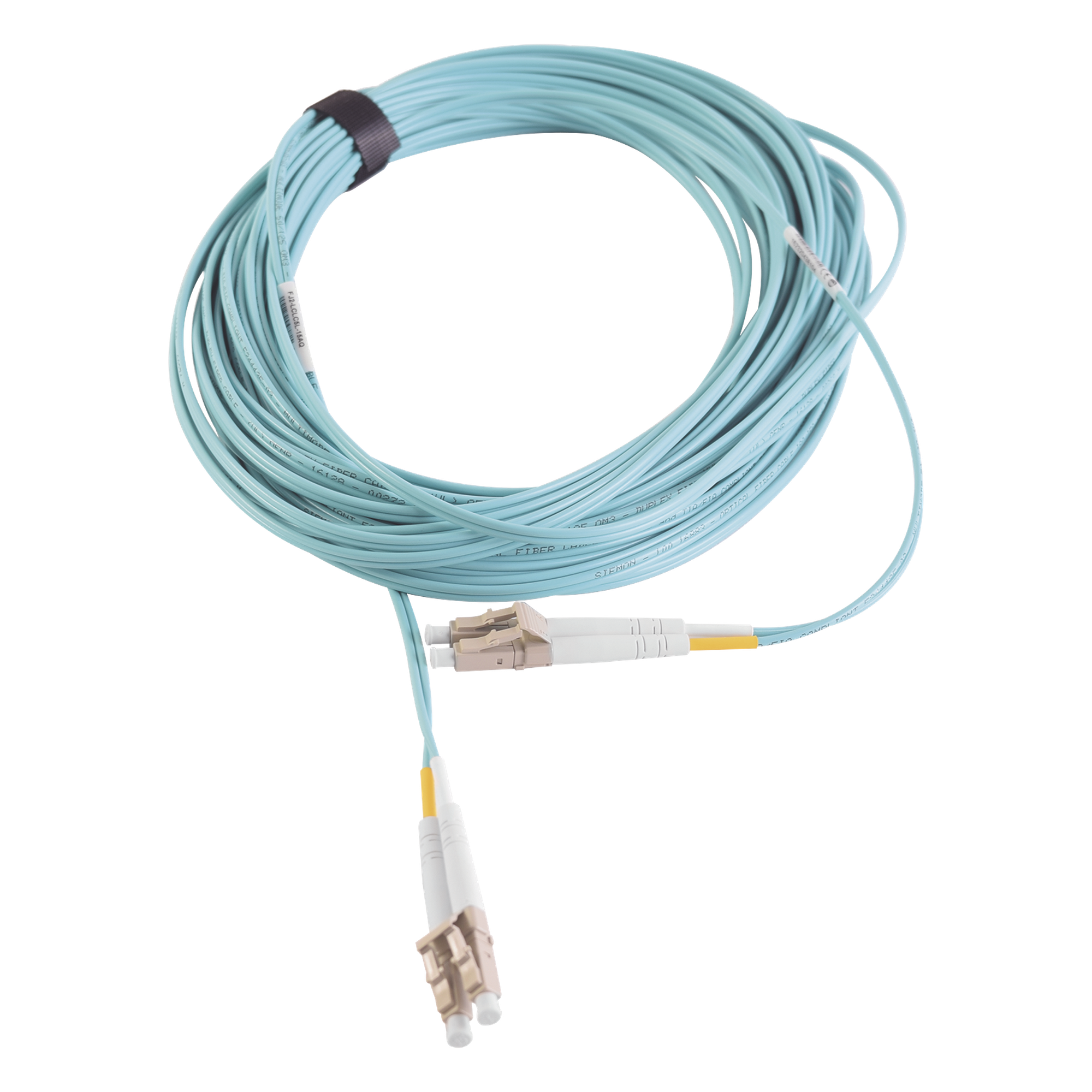Jumper de Fibra Óptica / Multimodo OM3 50/125 µm / LC-LC Duplex UPC / OFNR Aqua / 7 m (22.97 ft) — SIEMON · SKU FJ2-LCLC5L-07AQ