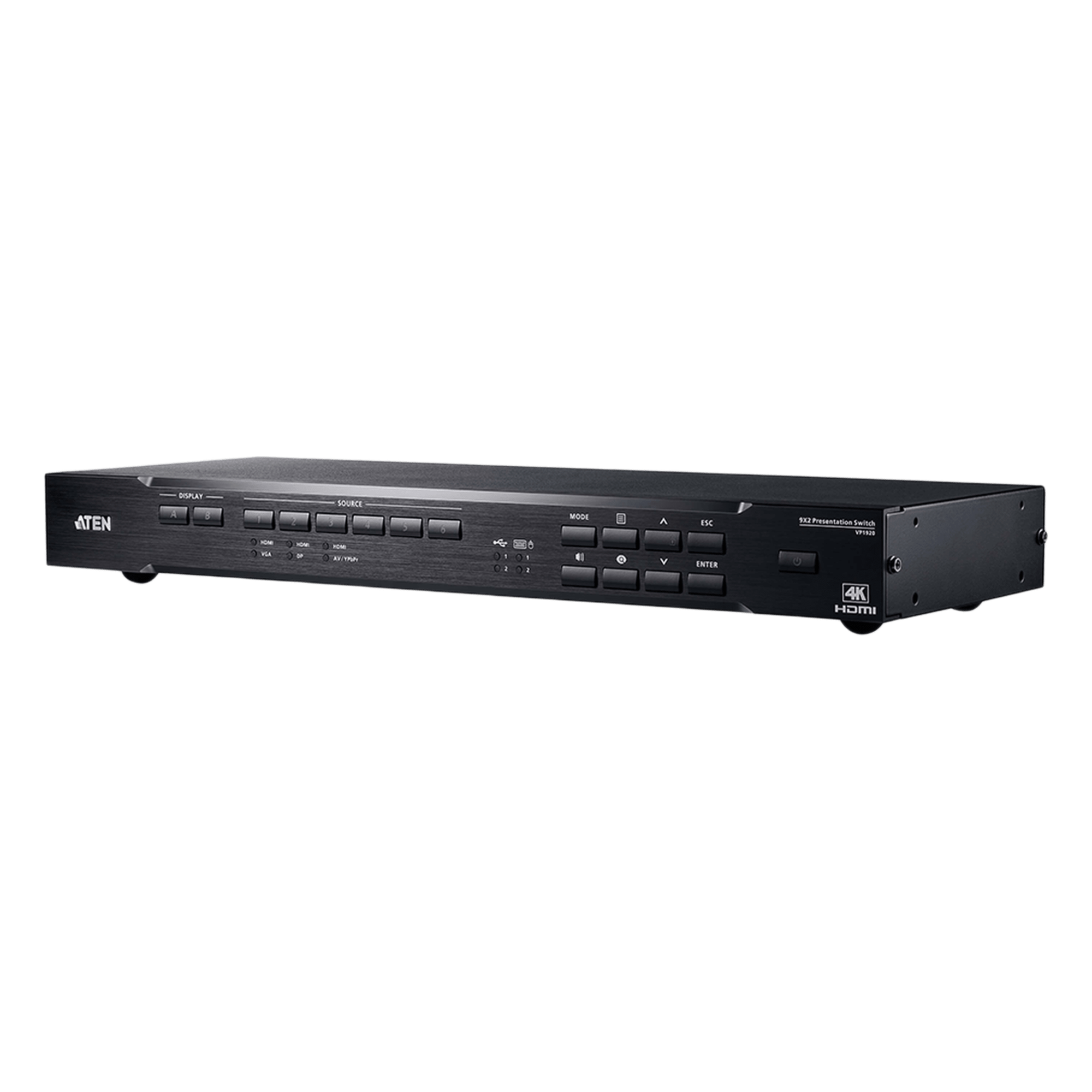Switch de Presentación / 9 Entradas HDMI / 2 Salidas / 4K UHD 60 Hz / HDR10 / HDCP 2.3 / Control IP y RS-232 — ATEN · SKU VP1920