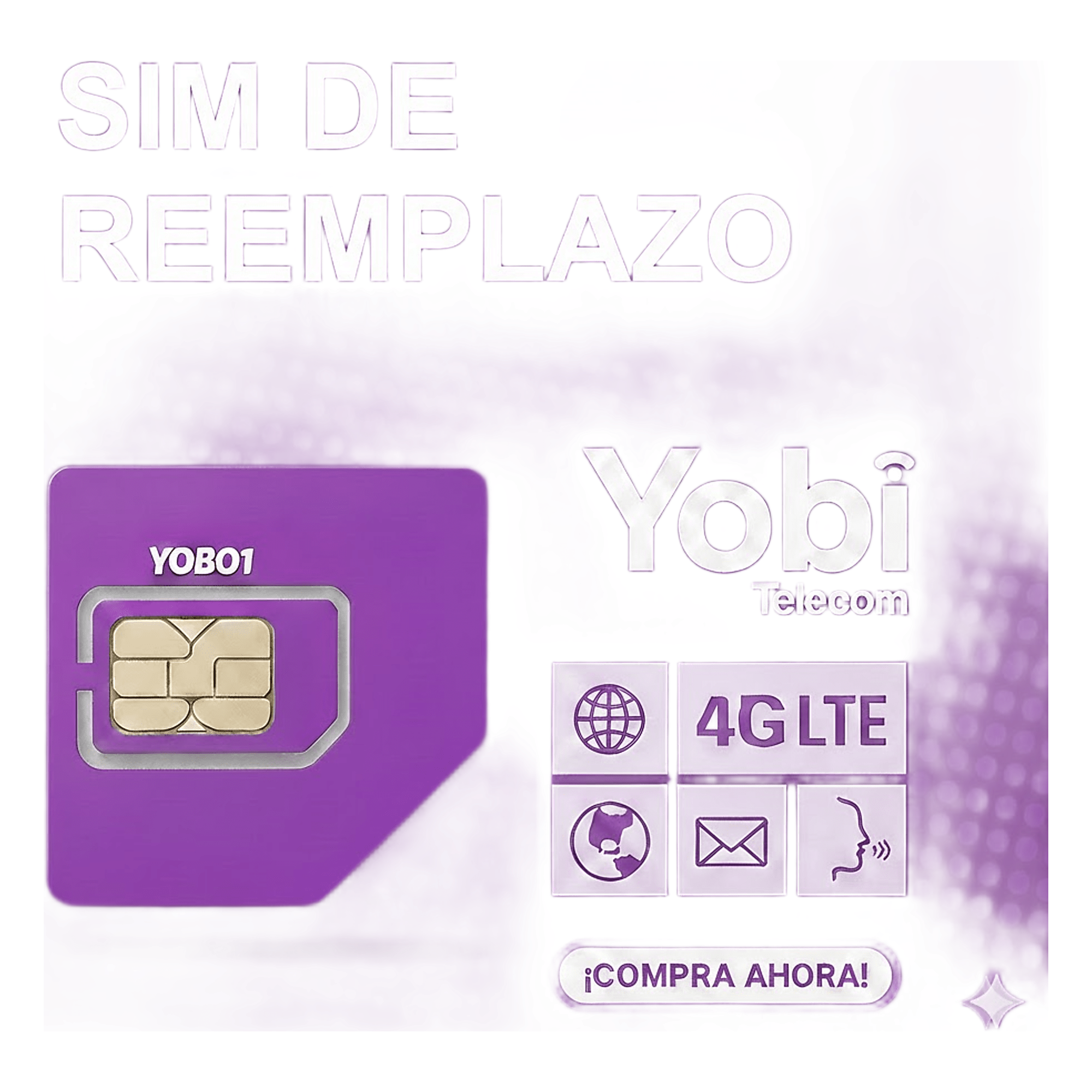 SIM de Reemplazo / 2G 3G 4G / Activación Automática / APN Configurable / Cobertura Nacional — YOBI · SKU SIMYOBIREM