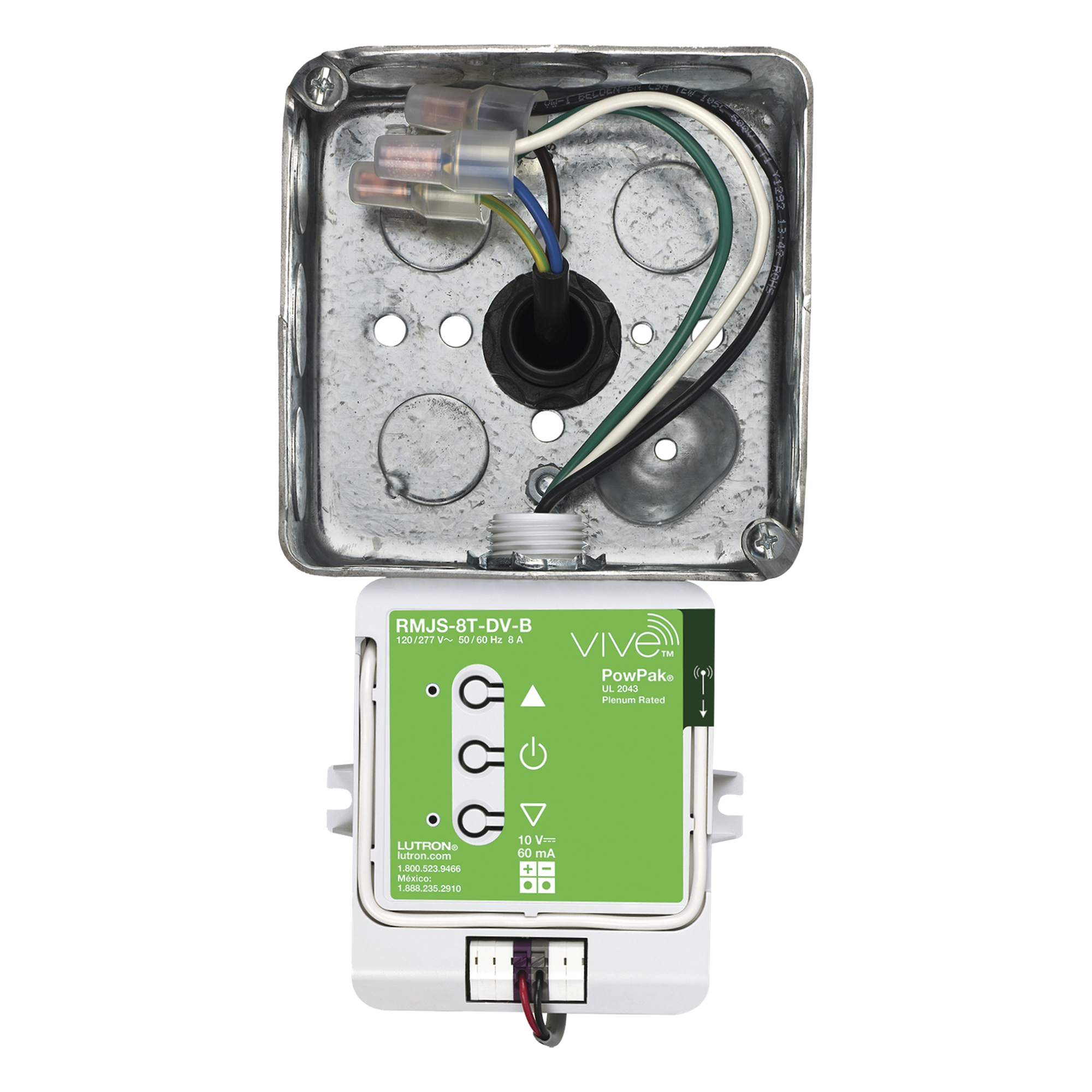Módulo de Atenuación Inalámbrico / Control 0-10 V / 8 A / 120/277 V / RF 9 m (29.5 ft) a través de muros / Compatible con Controles Pico y Sensores Radio Powr Savr — LUTRON ELECTRONICS · SKU RMJS8TDVB