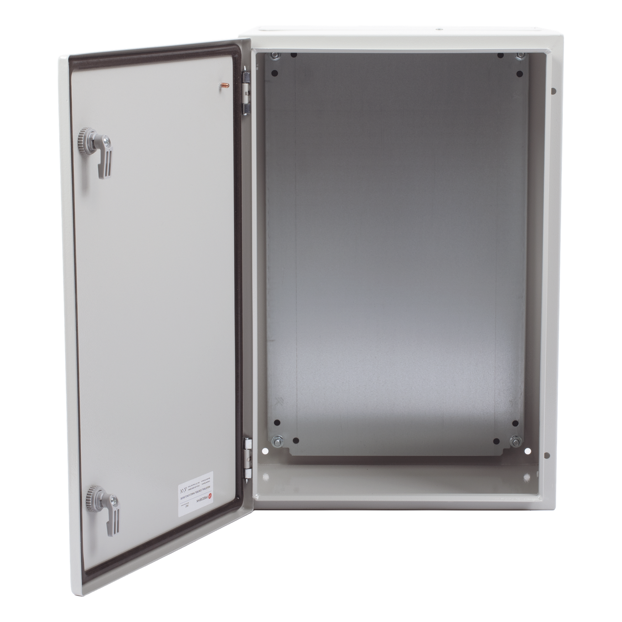 Gabinete de Acero IP66 / 400 x 600 x 250 mm / IK10 / Placa Trasera Metálica 2 mm / Cerradura con Llave / Tapa Inferior Atornillable