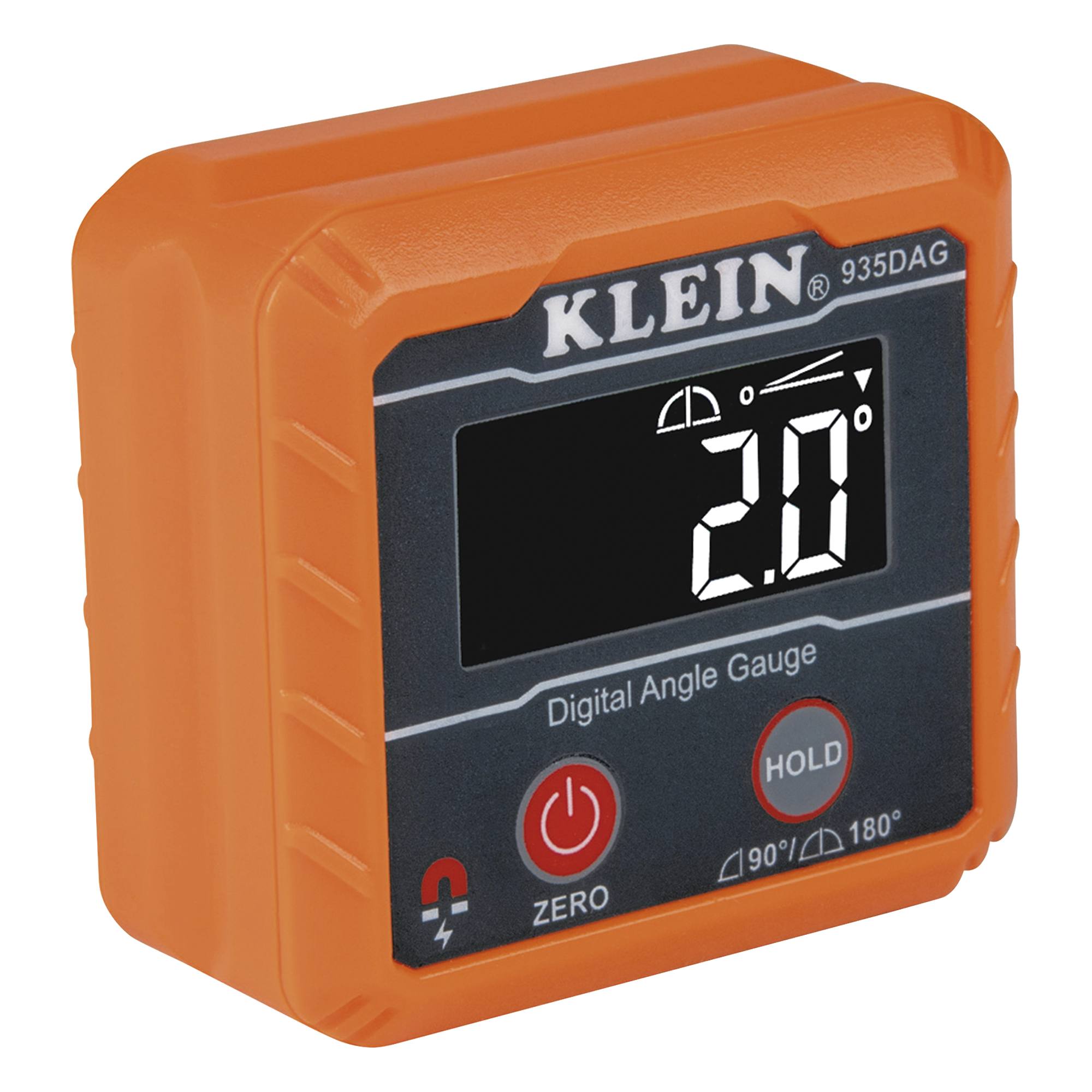 Inclinómetro y Nivel Digital / Pantalla Giratoria / Rango 0-90° y 0-180° / Precisión 0.1° / IP42 / Base Magnética — KLEIN TOOLS · SKU 935-DAG