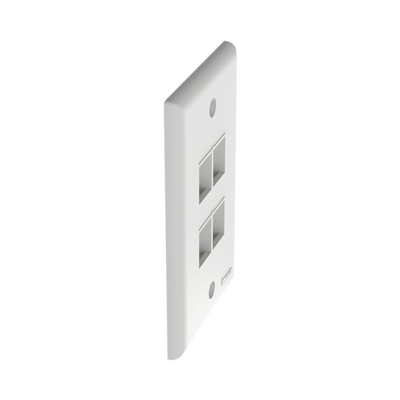 Placa de Pared Vertical, Salida Para 4 Puertos Keystone, Color Blanco