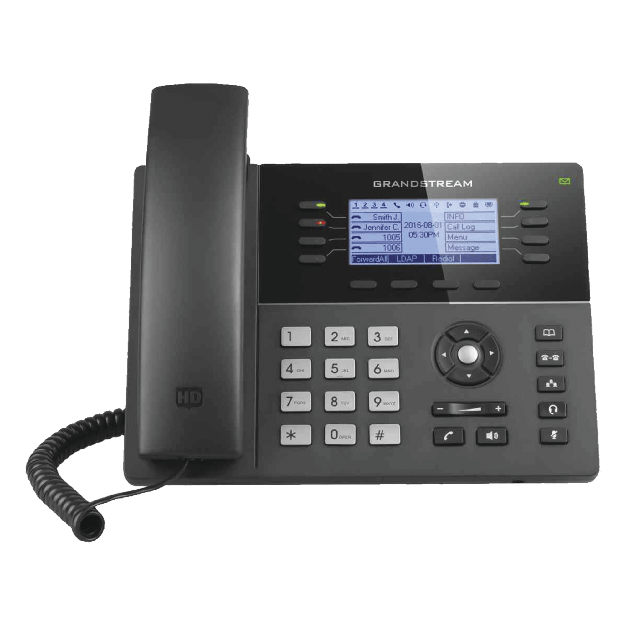 Teléfono IP Gama media de 8 Líneas con 4 teclas de función, 32 teclas de extensión BLF digital y conferencia de 5 vías PoE Gigabit