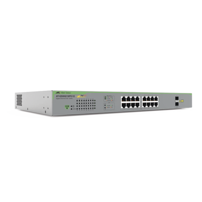 Switch PoE+ WebSmart / 16 Puertos Gigabit / 2 Puertos SFP Combo / 185 W / 36 Gbps — ALLIED TELESIS · SKU AT-GS950/18PS-V2-10