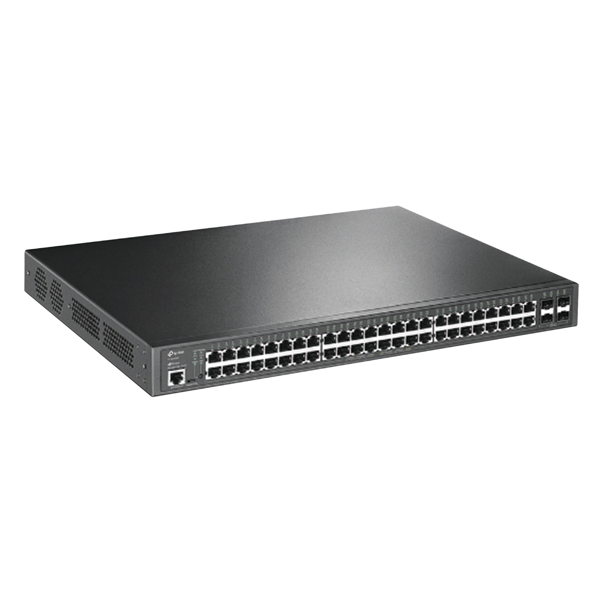 Switch PoE+ L2+ / 48 Puertos Gigabit / 4 SFP 1G / Presupuesto PoE 384W / Rendimiento 104 Gbps / Montaje en Rack — TP-LINK · SKU TL-SG3452P