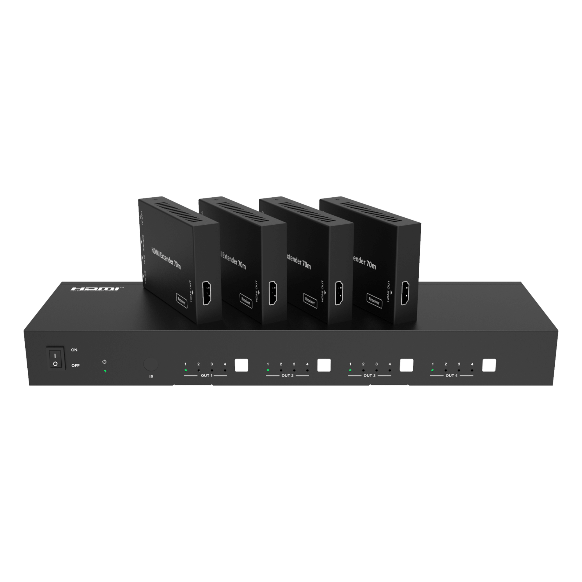 Extensor HDMI 4x4 / 18 Gbps / 4K@60Hz 4:4:4 / 70 m (230 ft) CAT6 / HDR10 / Dolby Vision / Web GUI — EPCOM PROAUDIO · SKU EPP-MXB44D70M