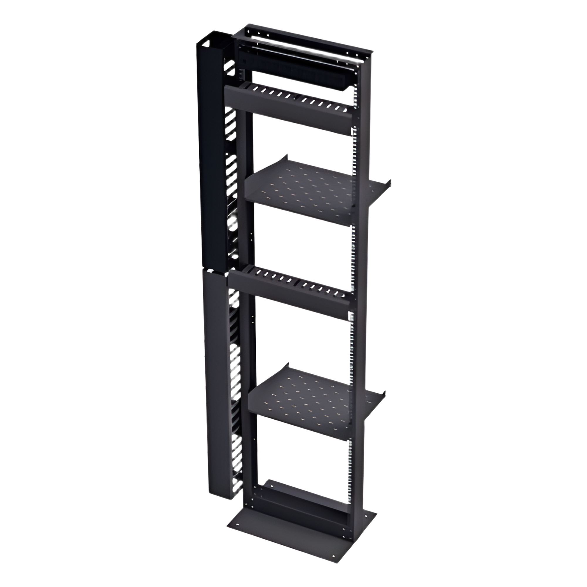 Kit organizador de redes / Rack 19' tipo L 45U / 2 organizadores verticales 45U total / 2 organizadores horizontales 2U / Regleta 8 salidas / Charolas y accesorios — LINKEDPRO BY EPCOM · SKU KIT-ORG-45