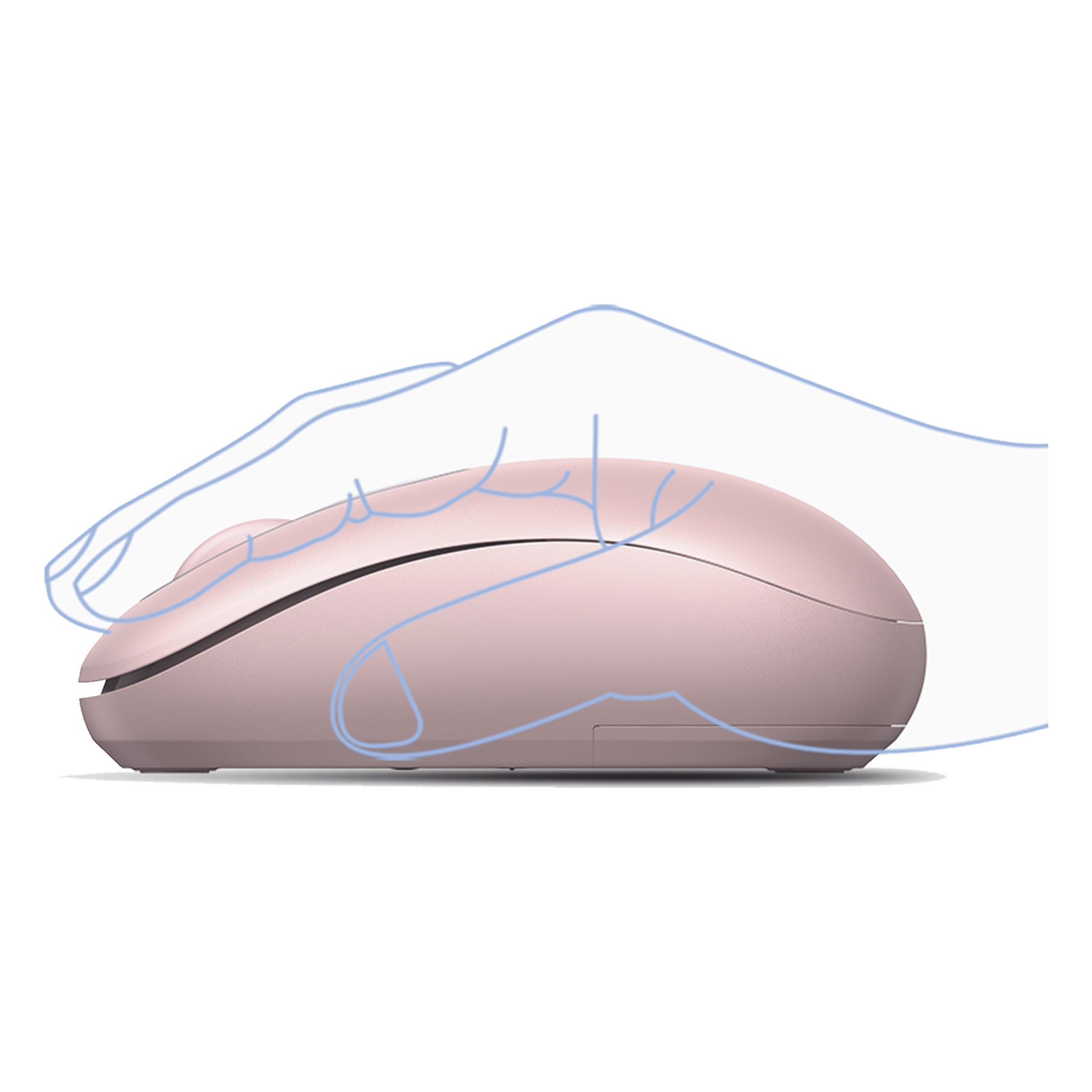 Mouse Inalámbrico 2.4G 800/1200/1600/2400 DPI | Función de 3 botones | Alcance 10m | Silencioso |  Ergonómico | Anti-caída y Anti-interferencias | Batería Alcalina AA incluida  | Color Dusty Pink.