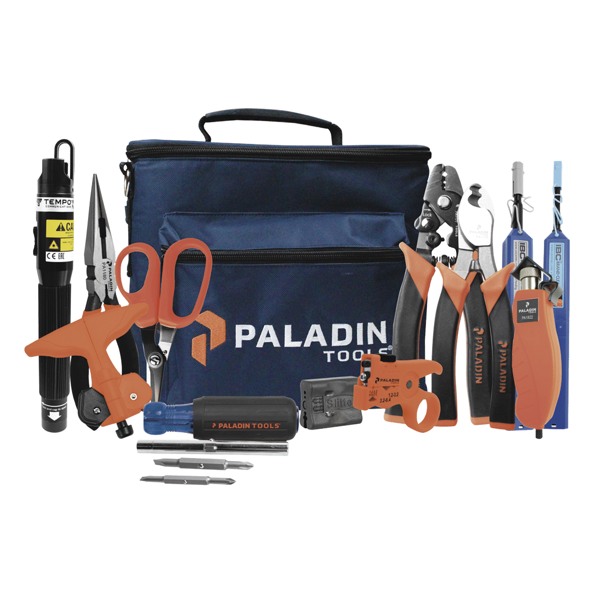 Kit de Herramientas para Fibra Óptica / Localizador Visual de Fallos / Desforradora 3 Posiciones / Tijeras Kevlar / Limpieza LC/SC/ST/FC — TEMPO · SKU FTK-P