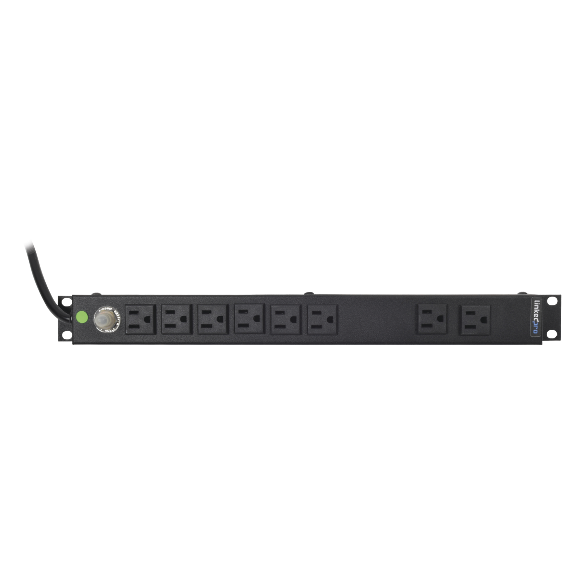 PDU Horizontal / 8 Contactos NEMA 5-15R / 120Vca / 15A / Rack 19" 1U / Cable 2.5 m (8.2 ft) — LINKEDPRO BY EPCOM · SKU HTCM-1U