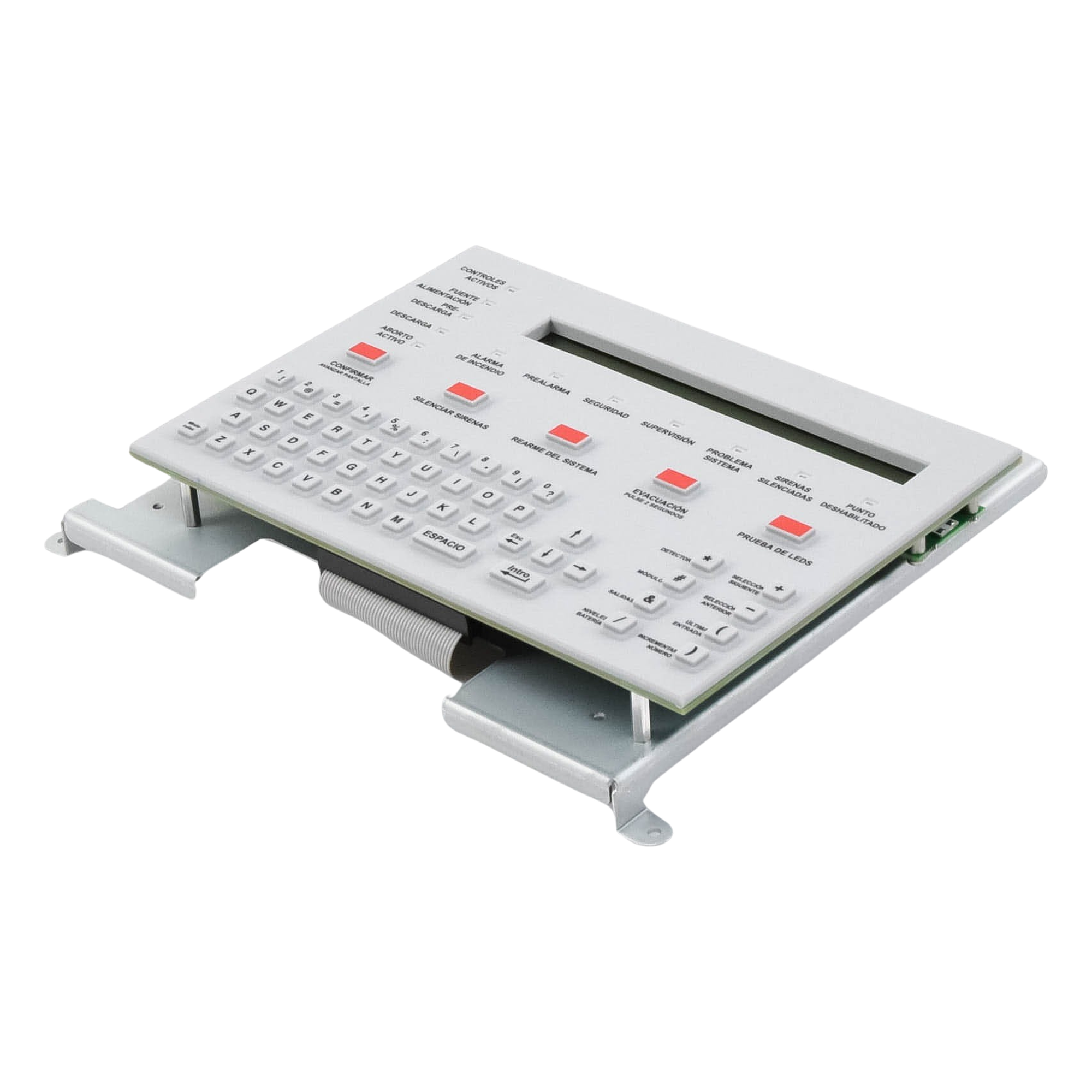 Teclado LCD para Panel de Incendio / Pantalla Retroiluminada 80 Caracteres / Teclado QWERTY / 12 LEDs de Estado / Español / Serie ONYX