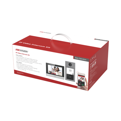 Kit de Videoportero IP PoE Estandar con llamada a App de Smartphone (Hik-Connect) / Apertura con Tarjeta MIFARE / Frente de calle IK08 & IP65 / Soporta 2 puertas