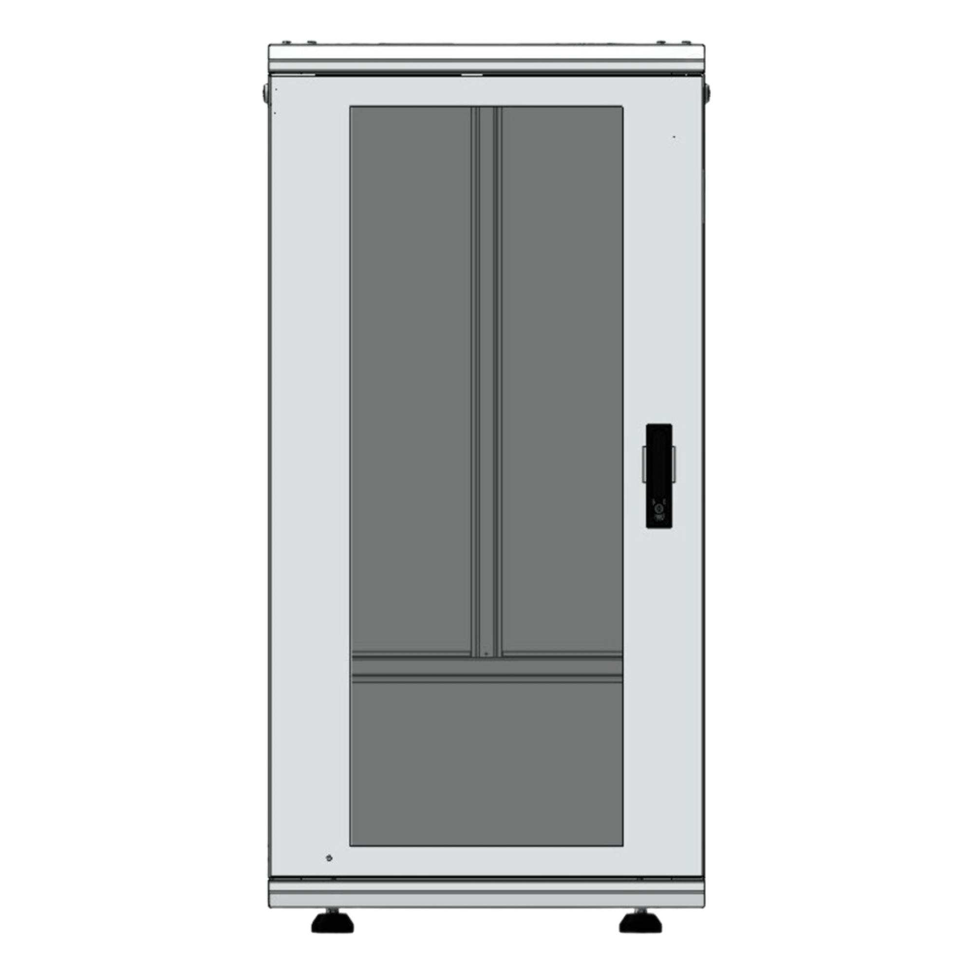 Gabinete Rack de Piso / 24U / 19 Pulgadas / Vidrio con Cerradura / Carga 750 kg / 600x605x1190 mm (23.6x23.8x46.9 in) / Acero Calibres 16-18-20 — LINKEDPRO · SKU LES-60-60-24UGW