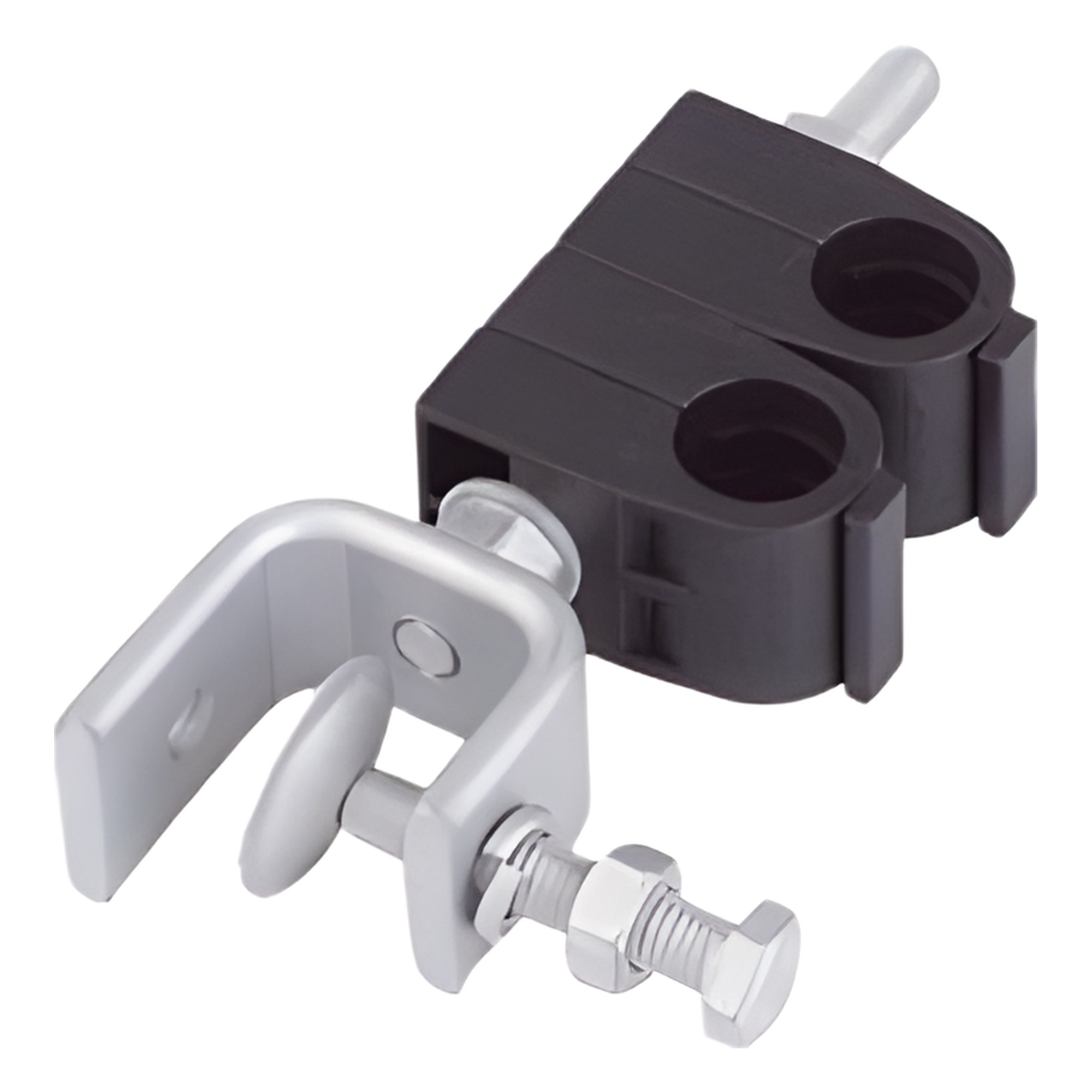 Sujetador de cables / 2x coaxial 1/2 pulgada / Montaje angular / Acero inoxidable 304 / -40°C a +85°C — ANDREW / COMMSCOPE · SKU SHK-12-2-P