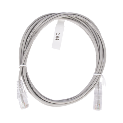 Cable de Parcheo Slim UTP Cat6 - 3 Metros (9.84 Pies) Gris Diámetro Reducido (28 AWG)