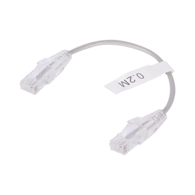 Cable de Parcheo Slim UTP Cat6 - 20 cm (7.87 Pulgadas) Gris Diámetro Reducido (28 AWG)