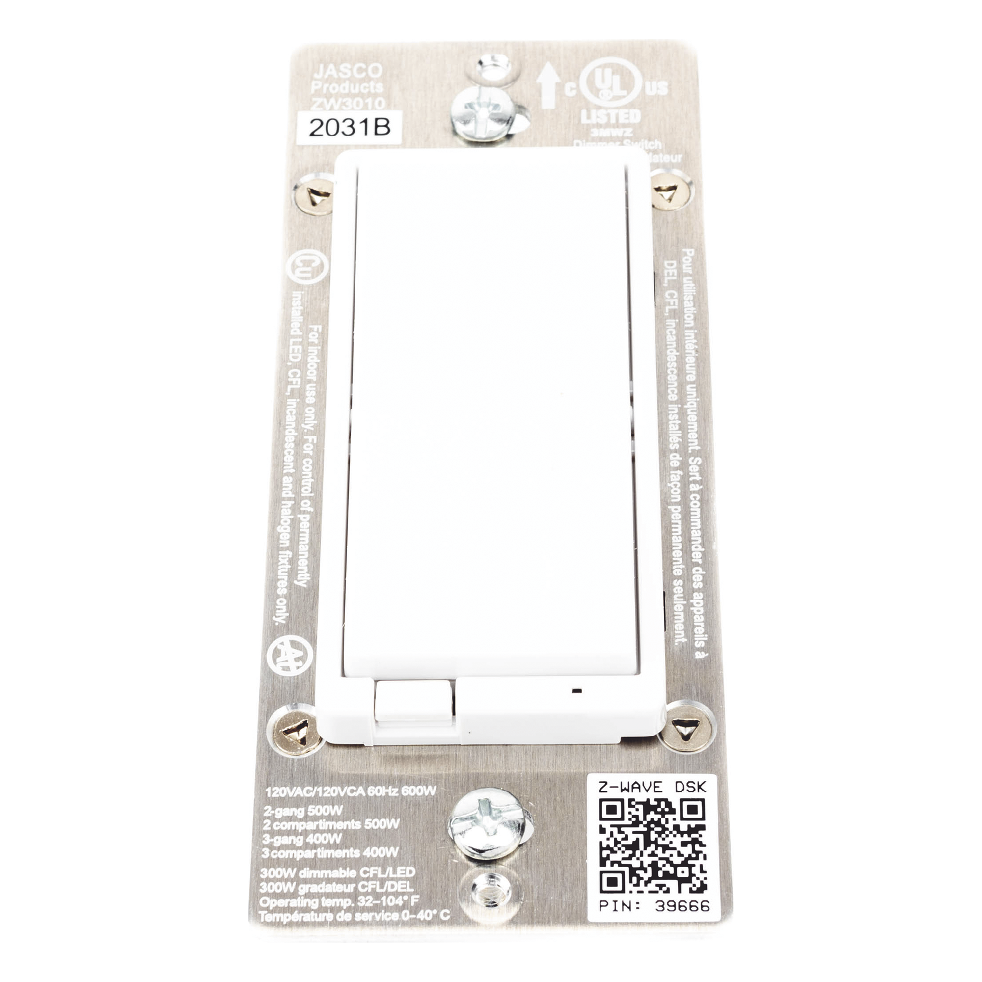 (ZWAVE) Dimmer, señal inalámbrica Z-WAVE, compatible con HUB HC7, C8, panel de alarma L5210, L7000, Total Connect. y Alarm.Com