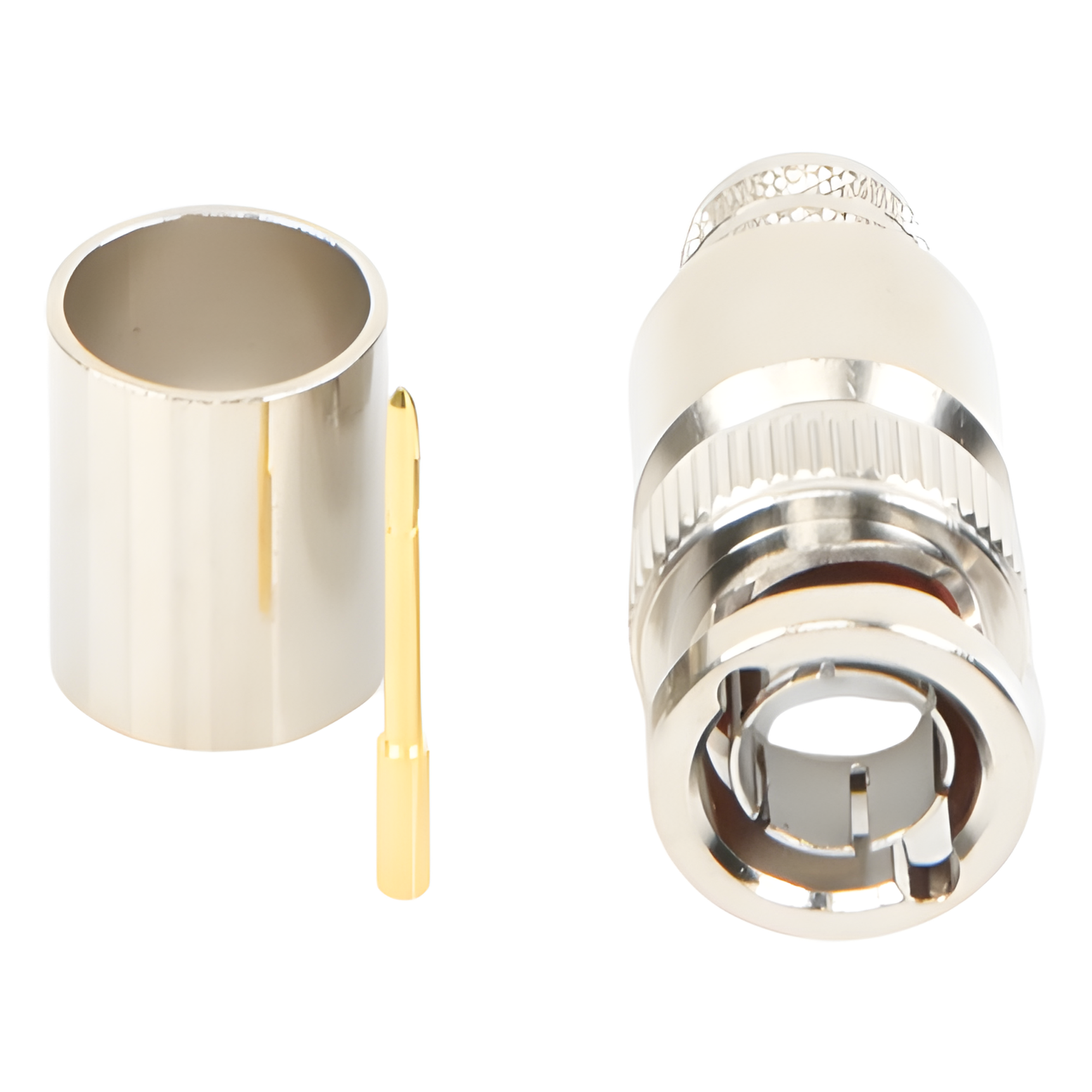 Conector BNC Macho / 75 Ohm / Anillo Plegable / Cable RG-11/U y 8238 / Níquel y Oro / Teflón