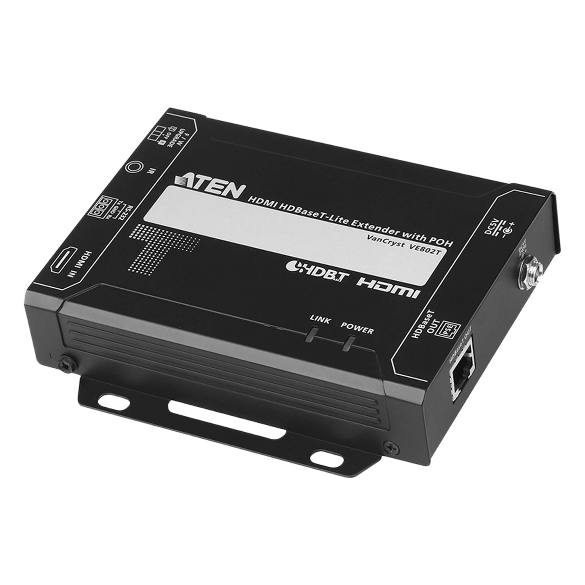 Transmisor HDBaseT-Lite HDMI / PoH / 4K@60Hz a 35 m (Cat 5e/6) - 40 m (Cat 6a) / 1080p a 60 m (Cat 5e/6) - 70 m (Cat 6a) / HDBaseT Clase B / RS-232 e IR bidireccional / HDCP 2.2 / HDMI 2.0 — ATEN · SKU VE802T