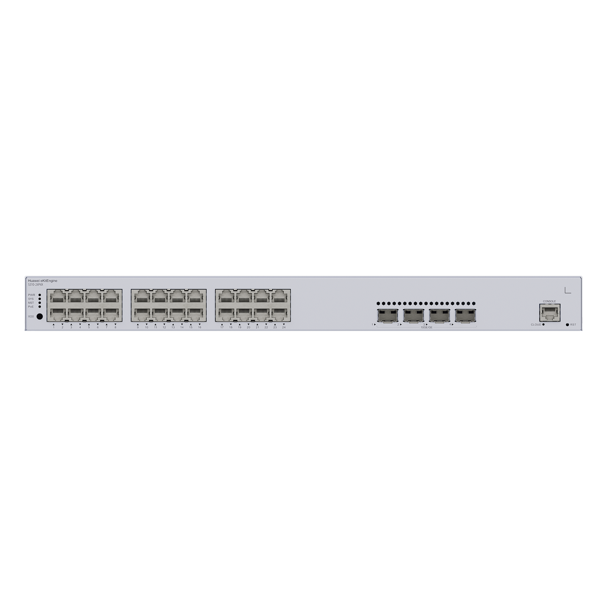 Switch Administrable PoE Capa 3 / 24 Puertos Gigabit PoE / 4 Puertos 10GE SFP+ / 128 Gbps / PoE 400W / iStack / ERPS
