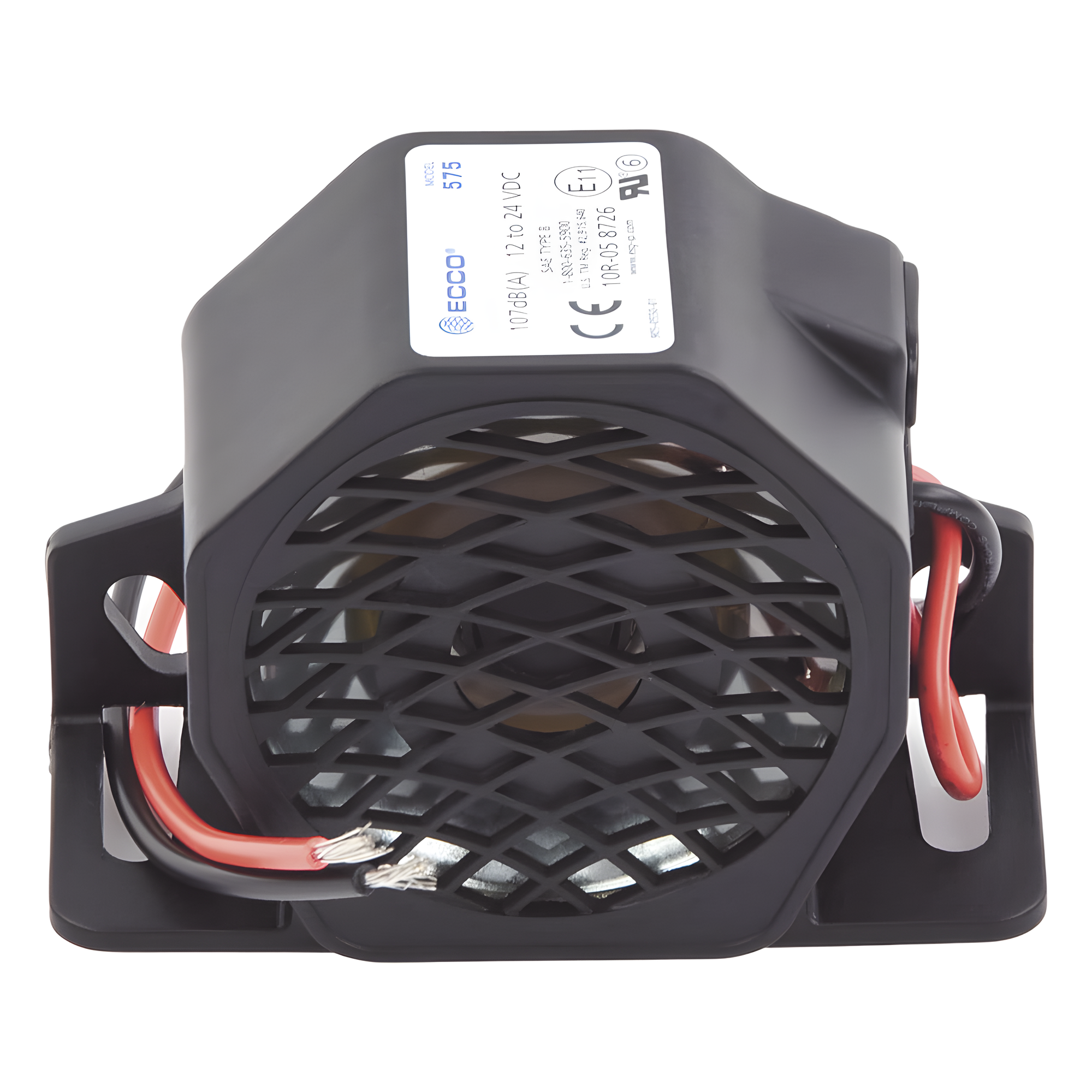 Alarma de Reversa Vehicular / 107 dBA / 12-24 VDC / Sensor de Ruido Ambiental / Nylon Reforzado con Fibra de Vidrio / -40 °F a 185 °F (-40 °C a 85 °C)