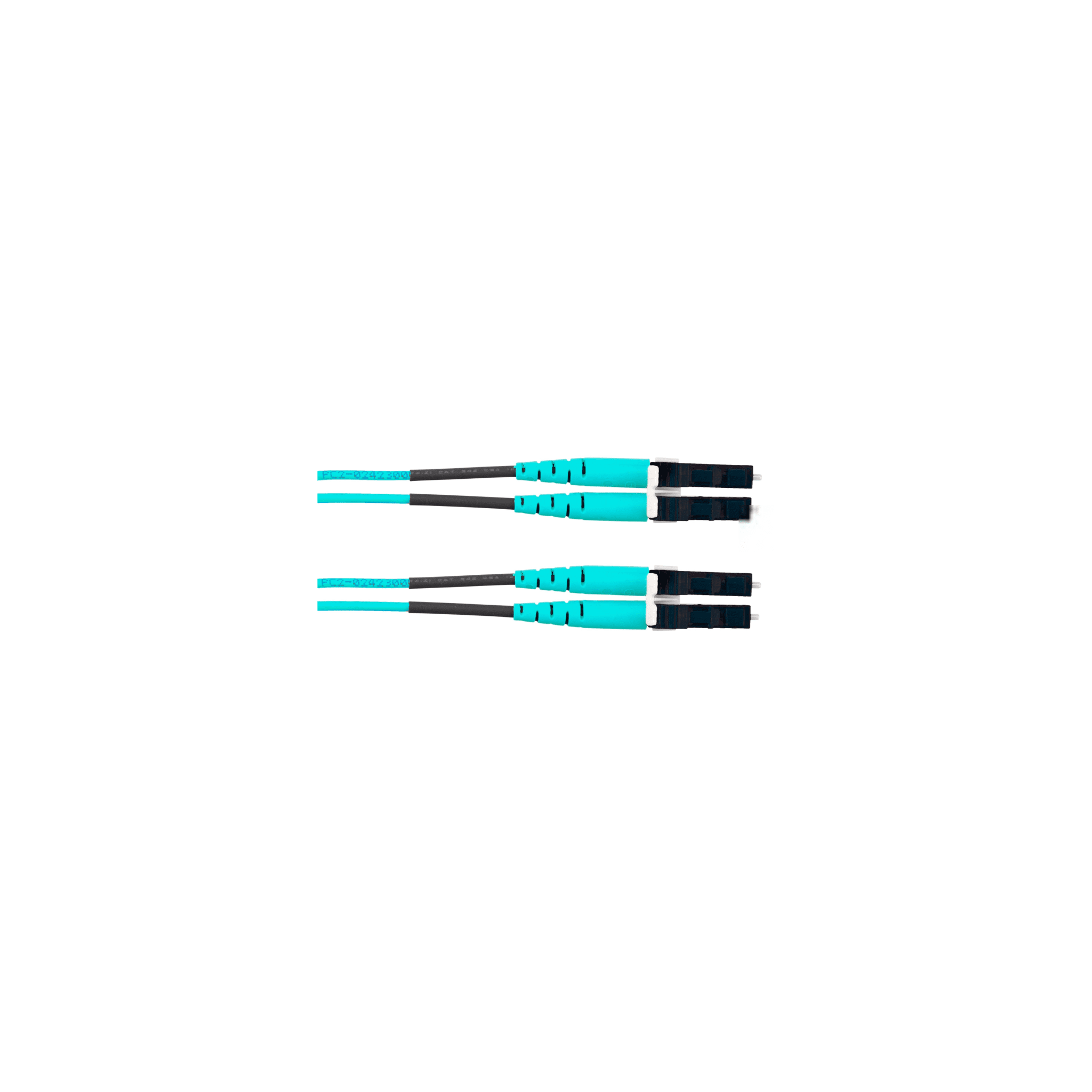 Jumper de Fibra Óptica Multimodo 50/125 OM4, LC-LC Duplex, OFNR (Riser), Color Aqua, 6 Metros (19.69 Pies)