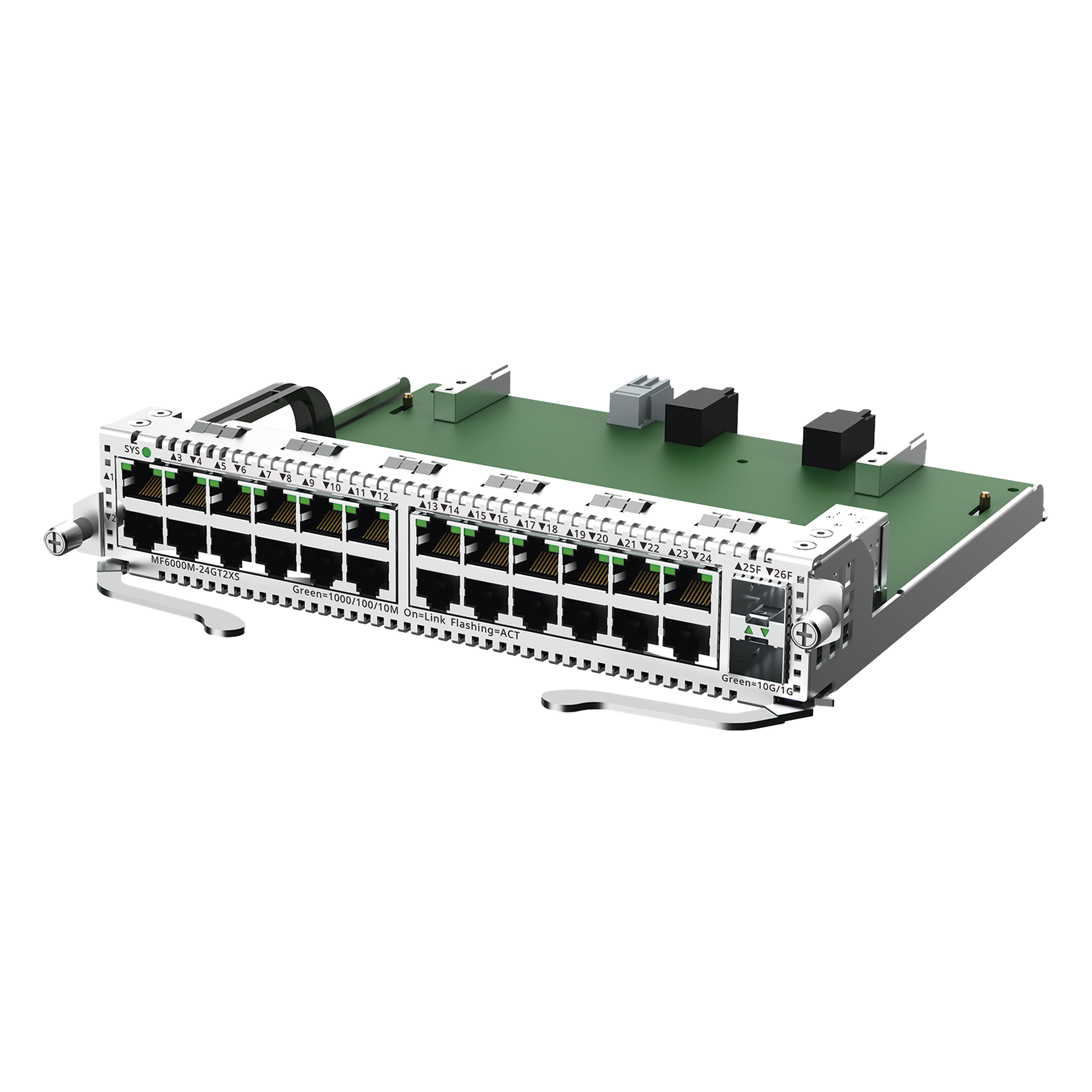 Tarjeta modular para OLT / 24 puertos Ethernet 1G / 2 puertos SFP+ 10G / Compatible RG-NBF6002M — RUIJIE · SKU MF6000M-24GT2XS