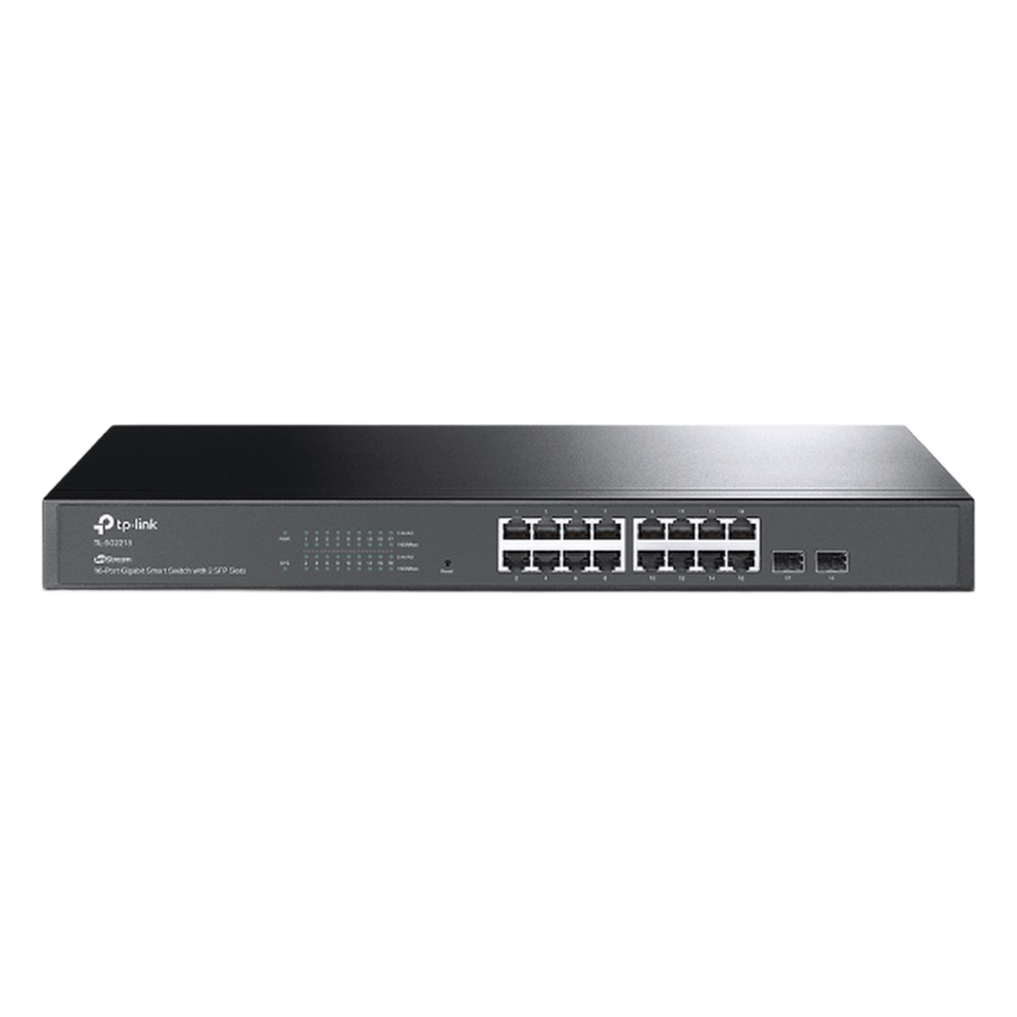 Switch Administrable / 16 Puertos Gigabit RJ45 / 2 Puertos SFP 1G / Rendimiento 36 Gbps / Sin Ventilador / Gestión Centralizada OMADA — TP-LINK · SKU TL-SG2218