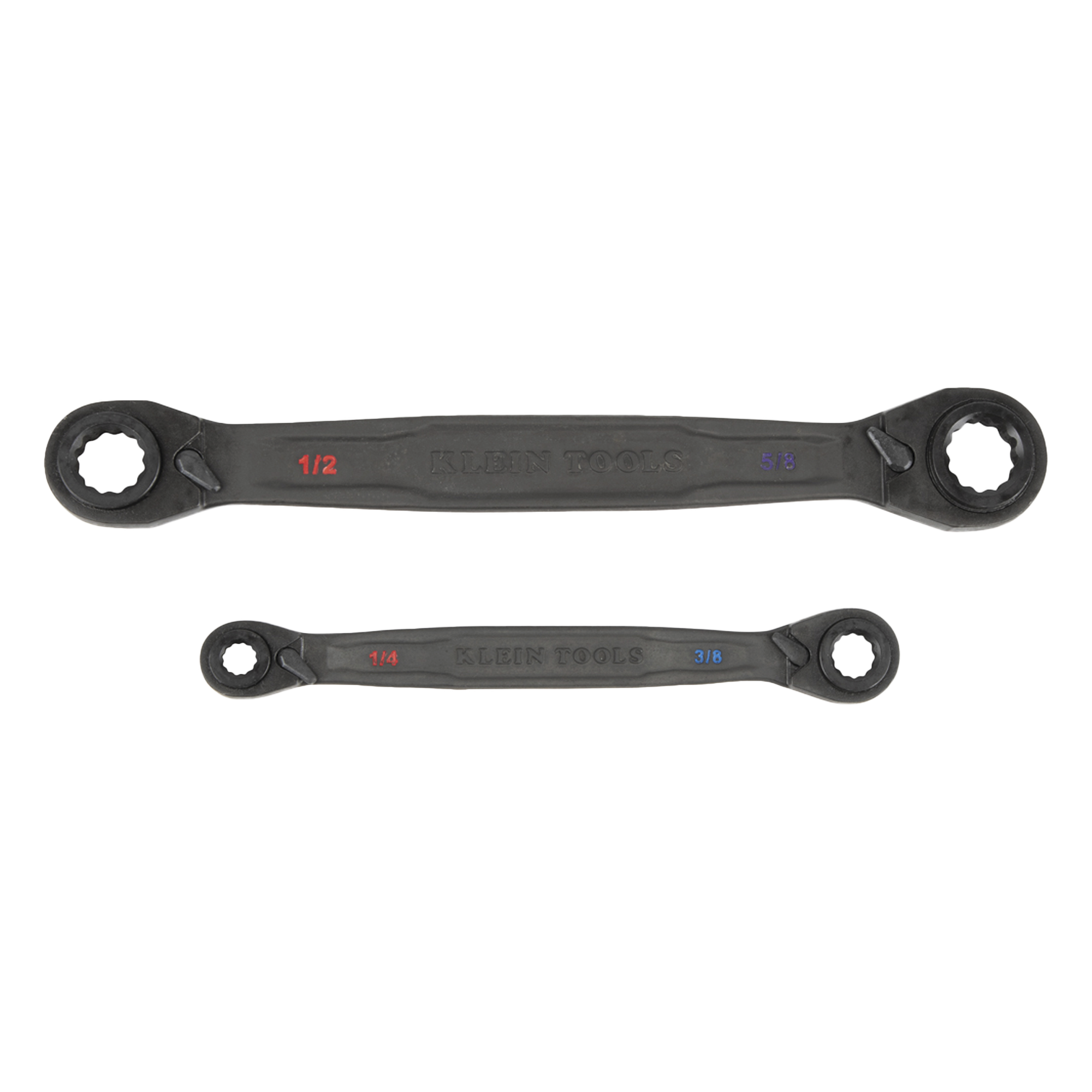 Juego de Llaves Estriadas de Matraca 4 en 1 / 8 Medidas Inglesas / Mecanismo de 90 Dientes / Ángulo de Recuperación 30° / Mango Ergonómico de Acero Forjado — KLEIN TOOLS · SKU 68216