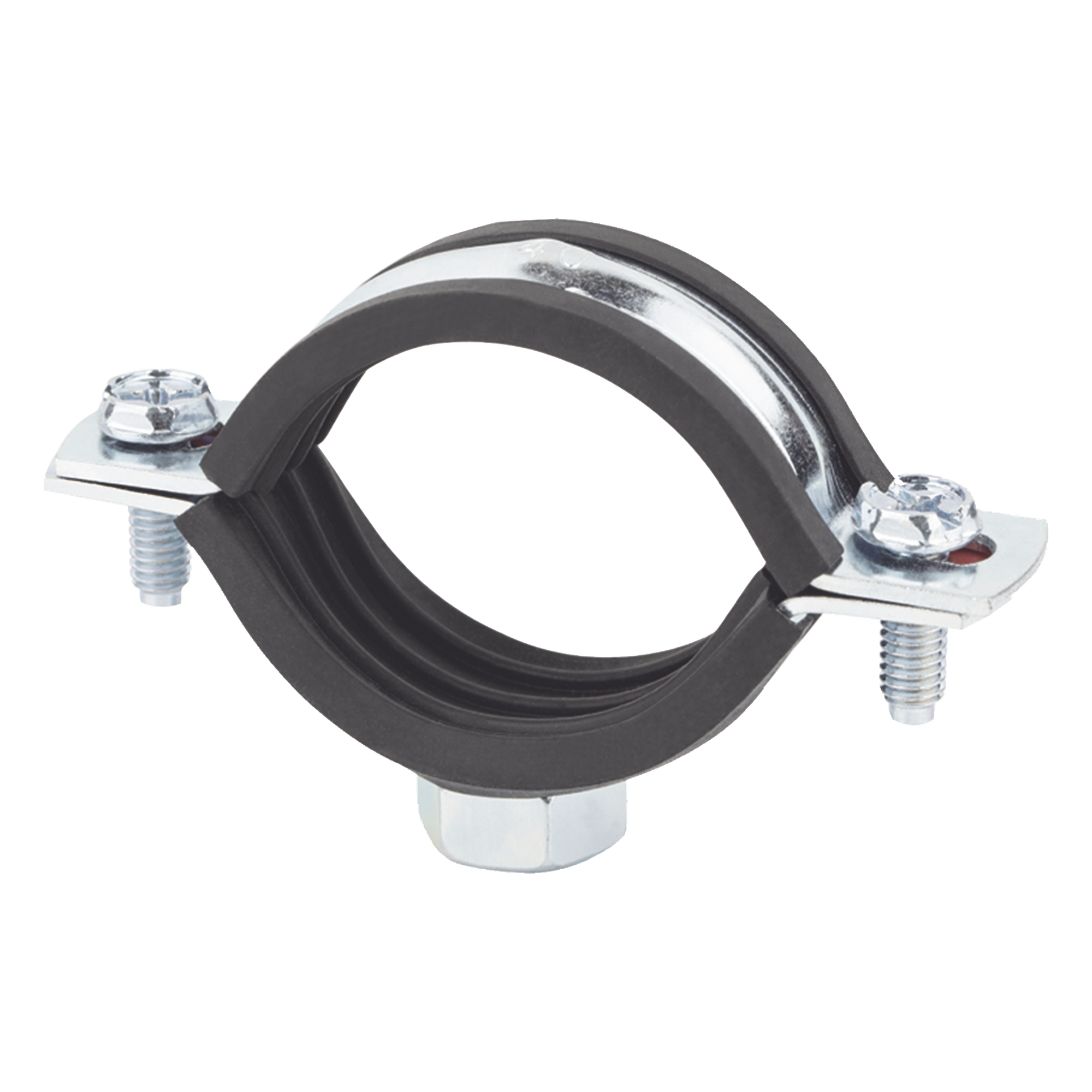 Abrazadera Isofónica Reforzada / 4" (115 mm) / Carga 200 kg / Acero 1.75-2.3 mm / Temperatura -30°C a +120°C / Cincado Electrolítico >3 micras — INDEX · SKU AB-RIP-115
