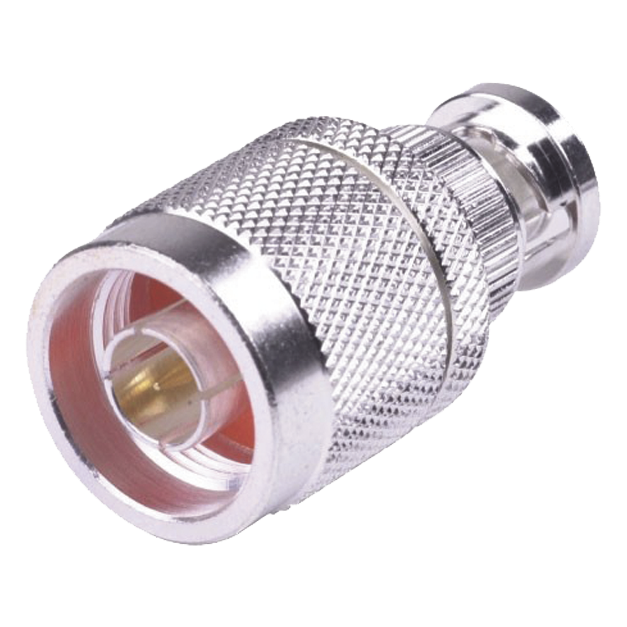 Adaptador Coaxial en Línea / N Macho a BNC Macho / Impedancia 50 Ω / Cuerpo Bronce Plateado / Contacto Oro / Aislante Teflón — RF INDUSTRIES,LTD · SKU RFN-1040-1