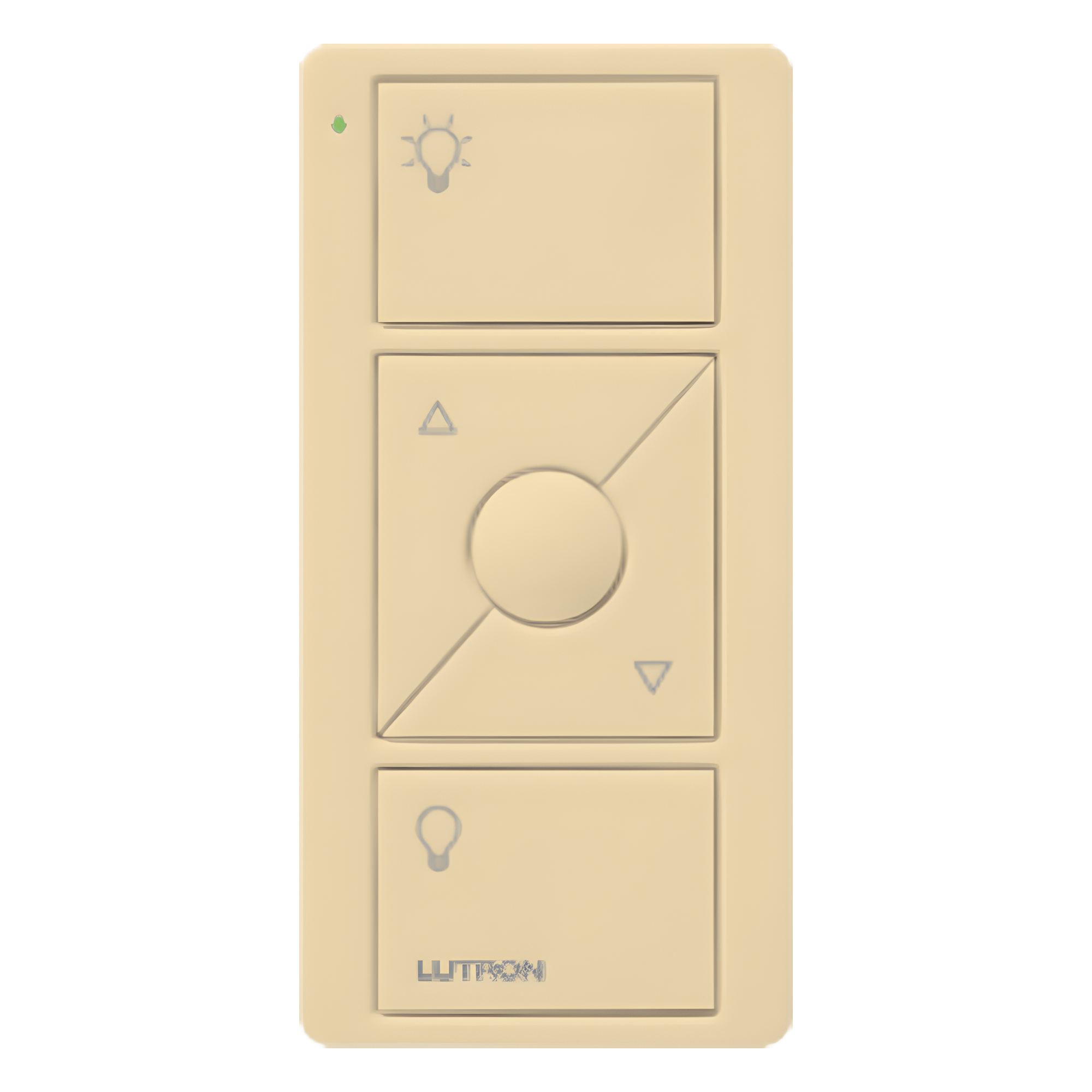 Control Inalámbrico de Iluminación / 3 Botones / Atenuación Subir-Bajar / Montaje en Pared o Mesa / Batería CR2032 — LUTRON ELECTRONICS · SKU PJ23BRLGIVL01