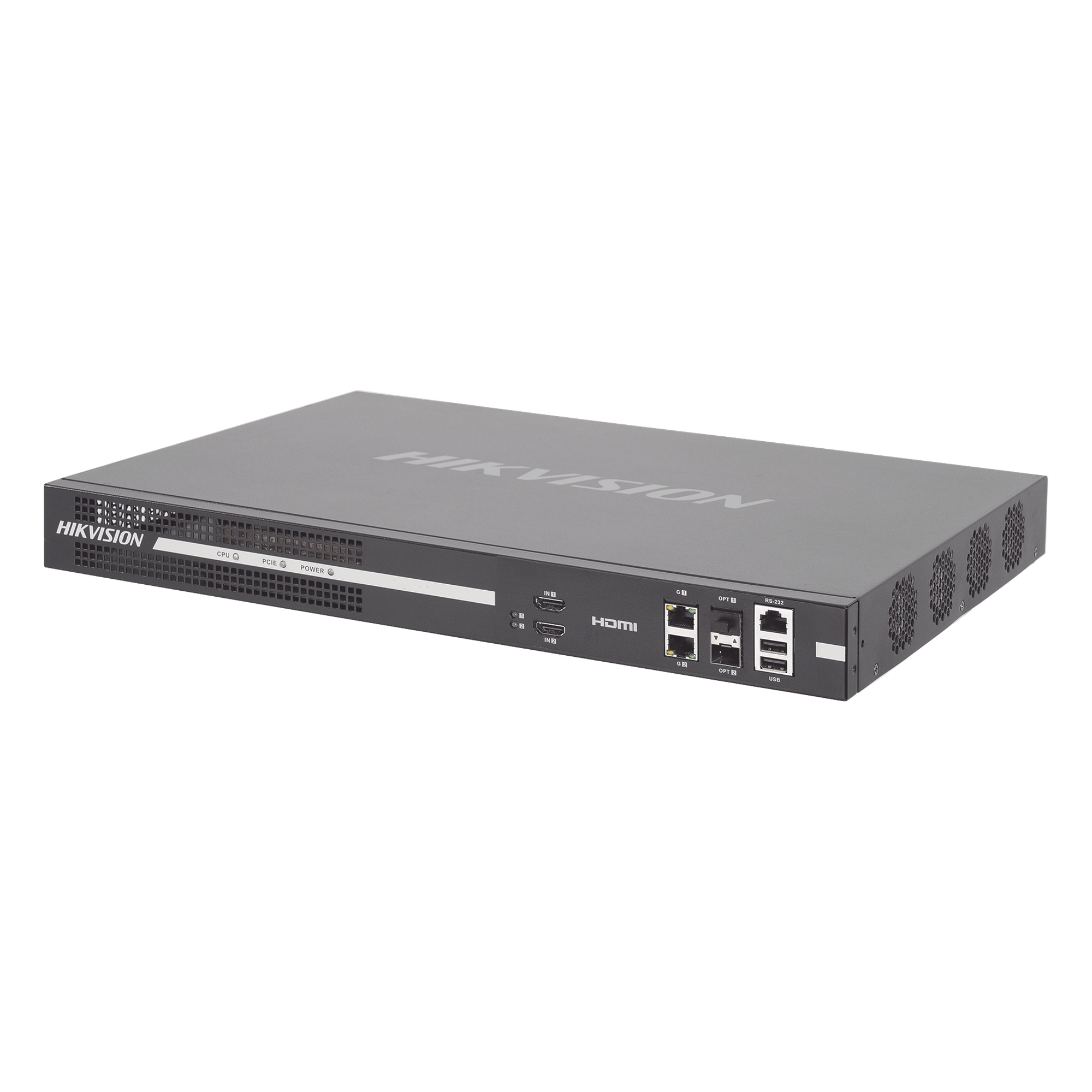 Decodificador de Vídeo IP / 8 Salidas HDMI 4K UHD / 128 Canales Simultáneos / Videowall 25 Cámaras por Pantalla / Dual Ethernet Gigabit / Fibra Óptica — HIKVISION · SKU DS-6908UDI(C)