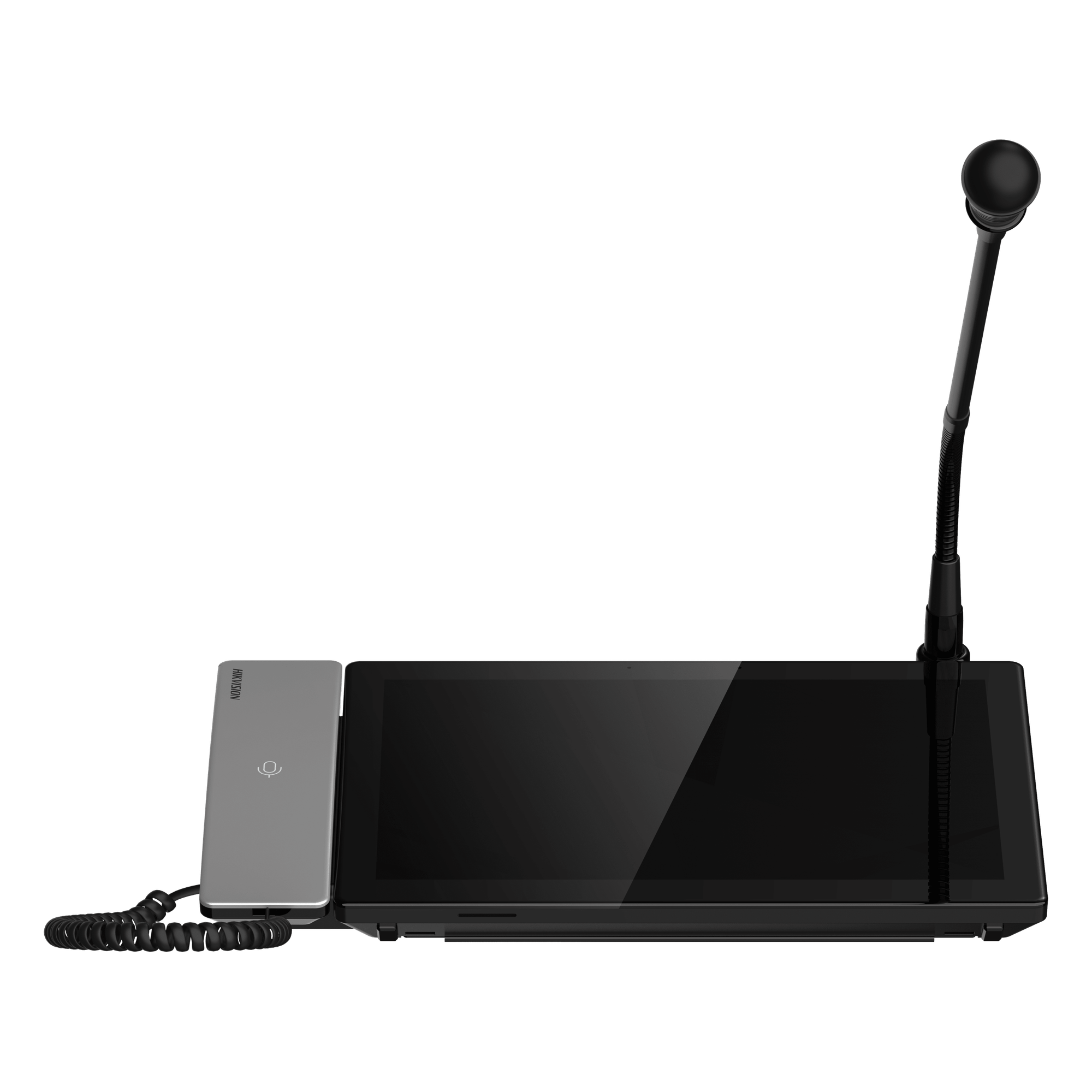 Estación de Micrófono IP / Pantalla Touch IPS / PoE / Memoria 32 GB / Audio Bidireccional / Gestión de 50 Terminales — HIKVISION · SKU DS-QAZ1MP10G1
